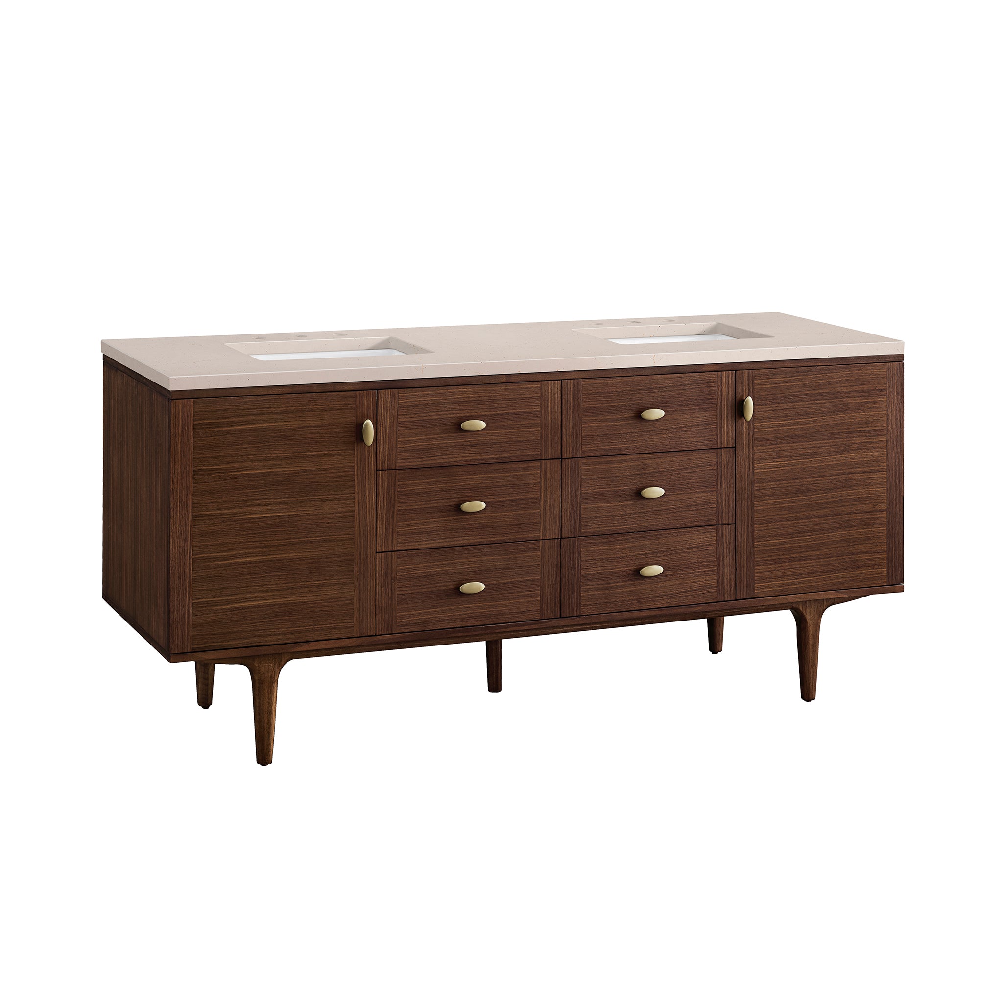 James Martin Amberly 72" Double Vanity in Mid-Century Walnut with 3cm Countertop