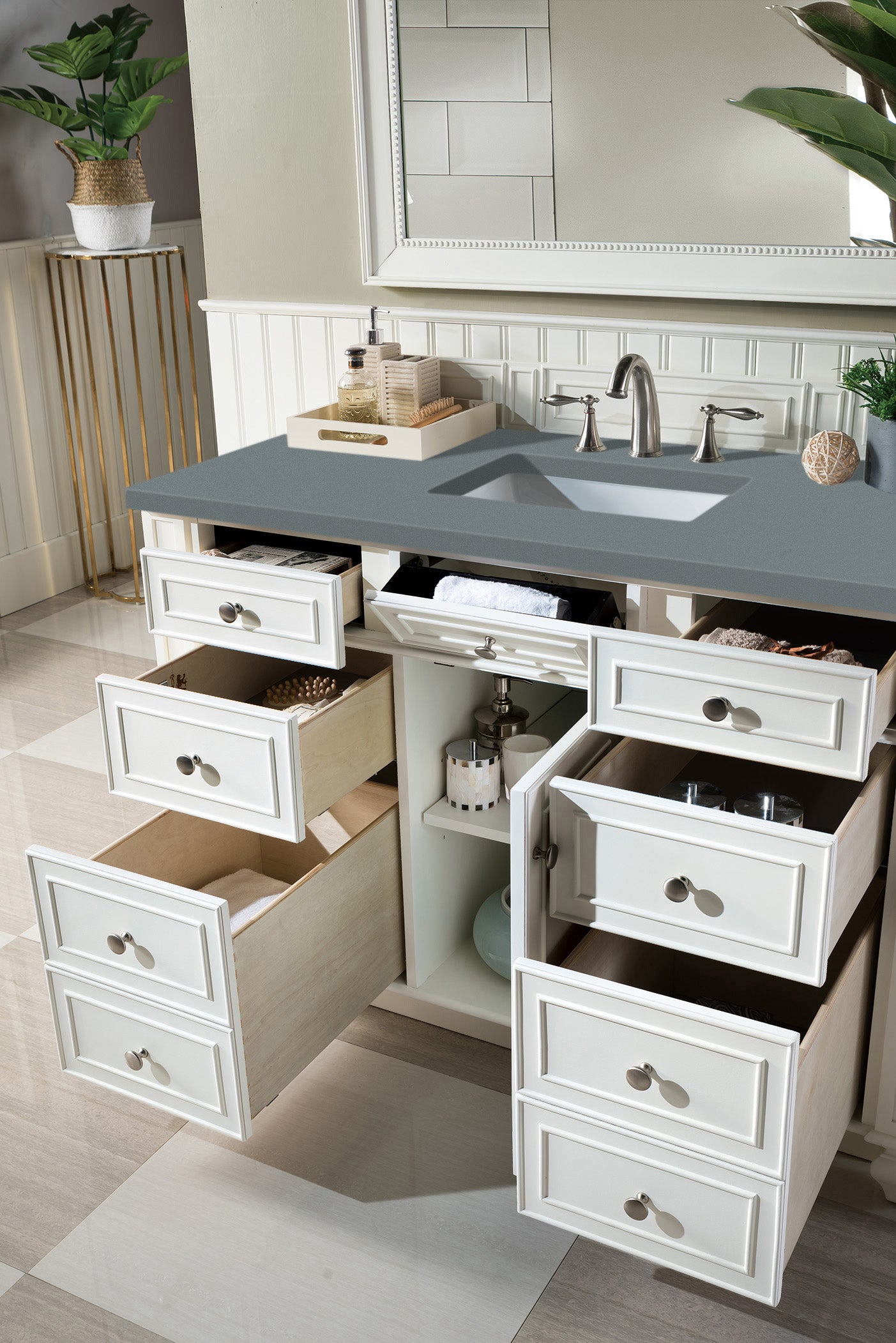James Martin Bristol 48" Single Vanity in Bright White with 3cm Countertop