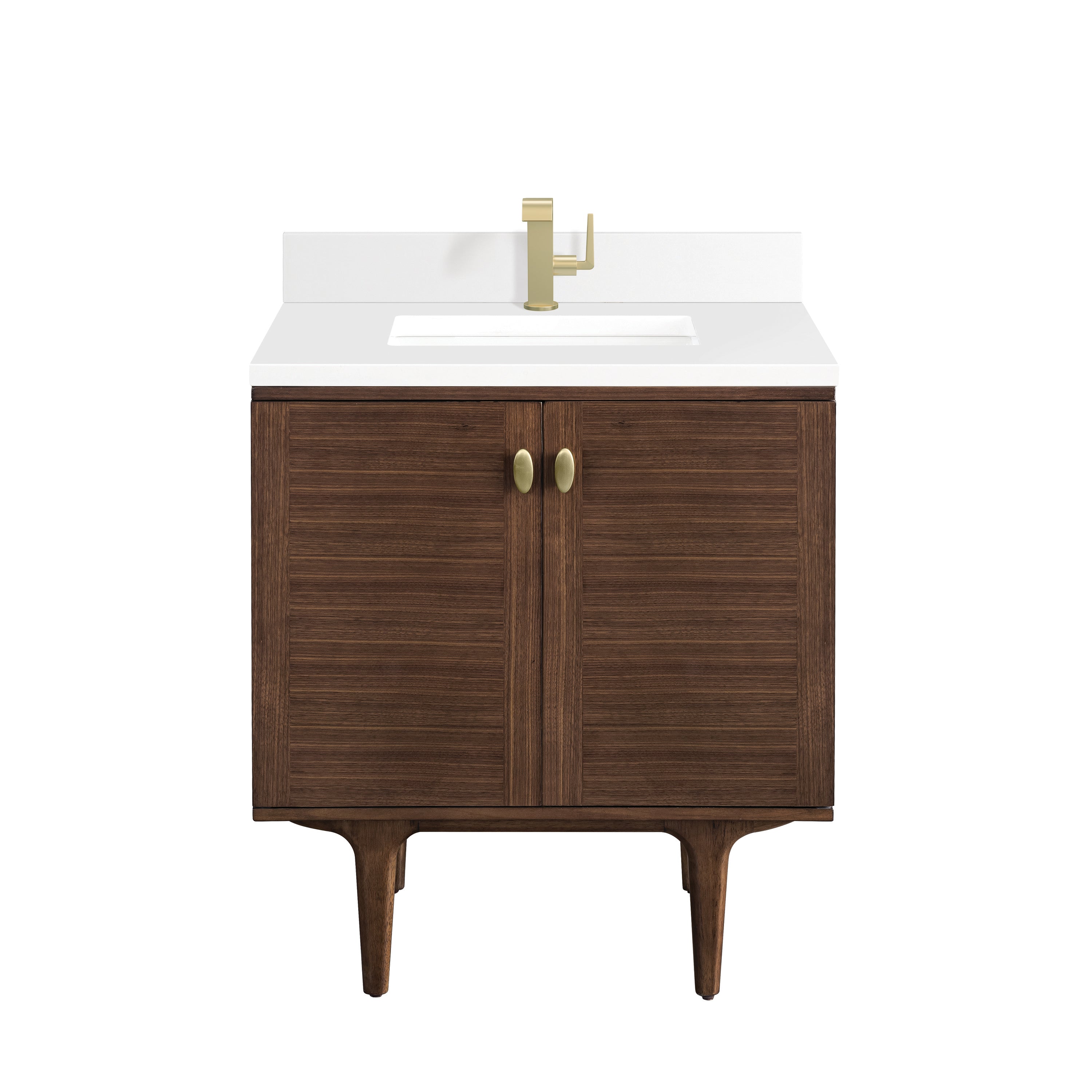 James Martin Amberly 30" Single Vanity in Mid-Century Walnut with 3cm Countertop