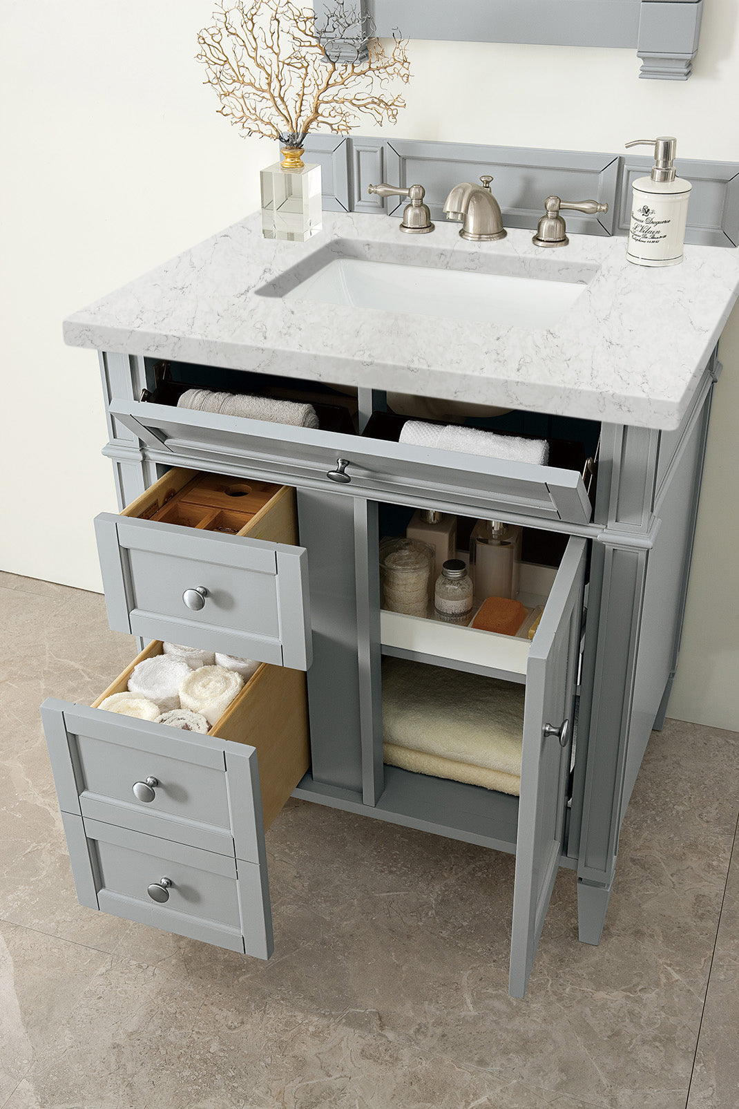 James Martin Brittany 30" Single Vanity in Urban Gray with 3cm Countertop