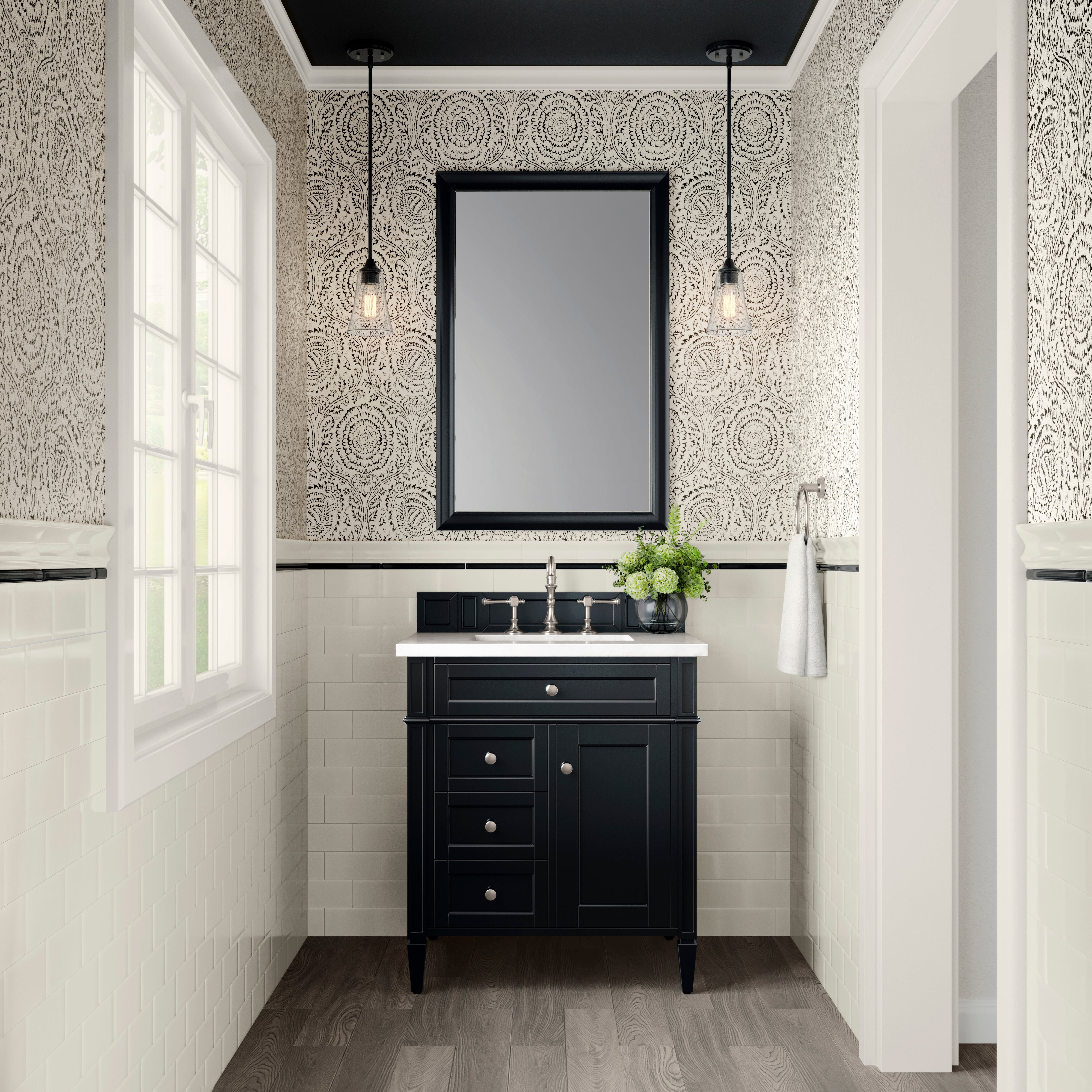 James Martin Brittany 30" Single Vanity in Black Onyx with 3cm Countertop