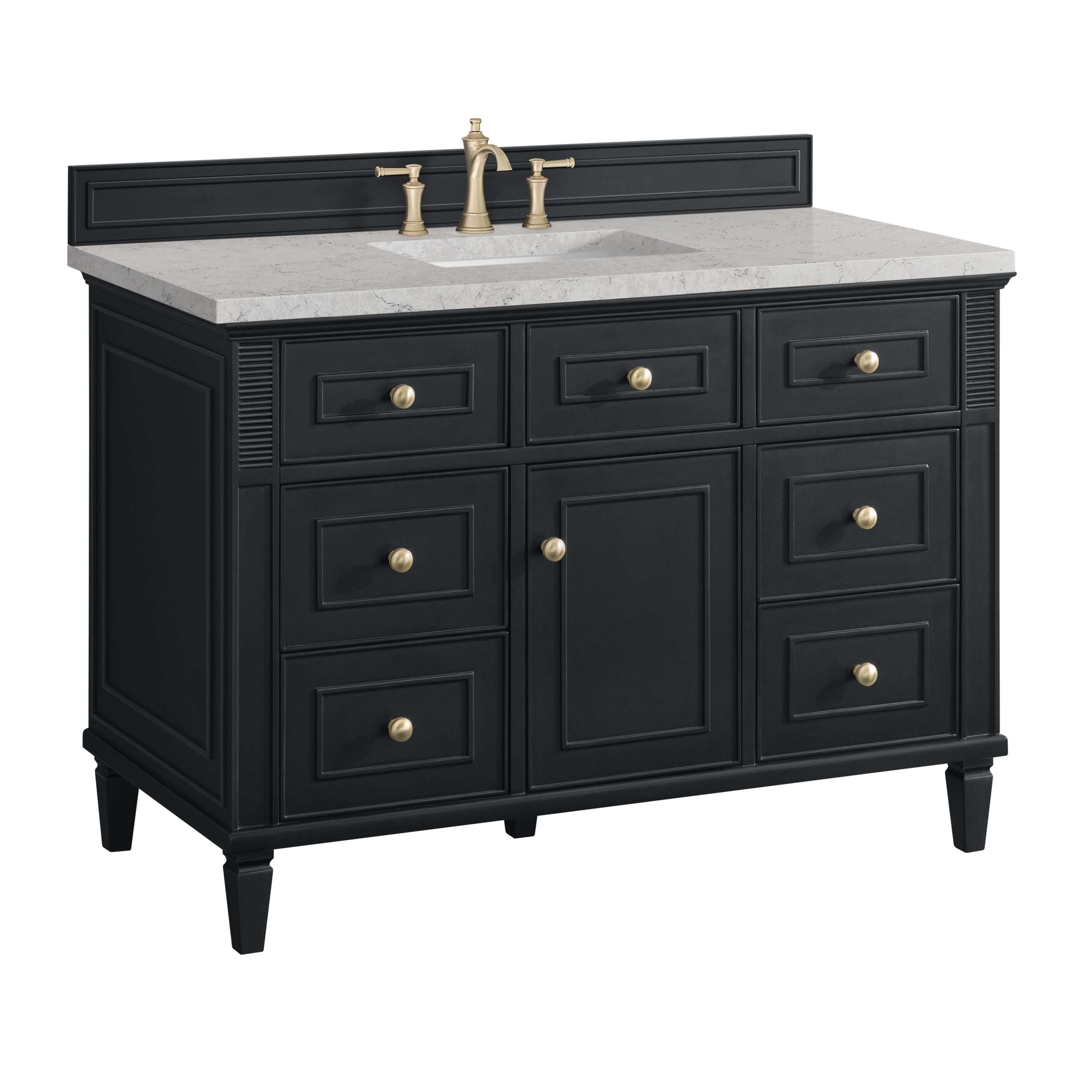 James Martin Lorelai 48" Single Vanity in Black Onyx with 3cm Countertop and FreePower Wireless Charger