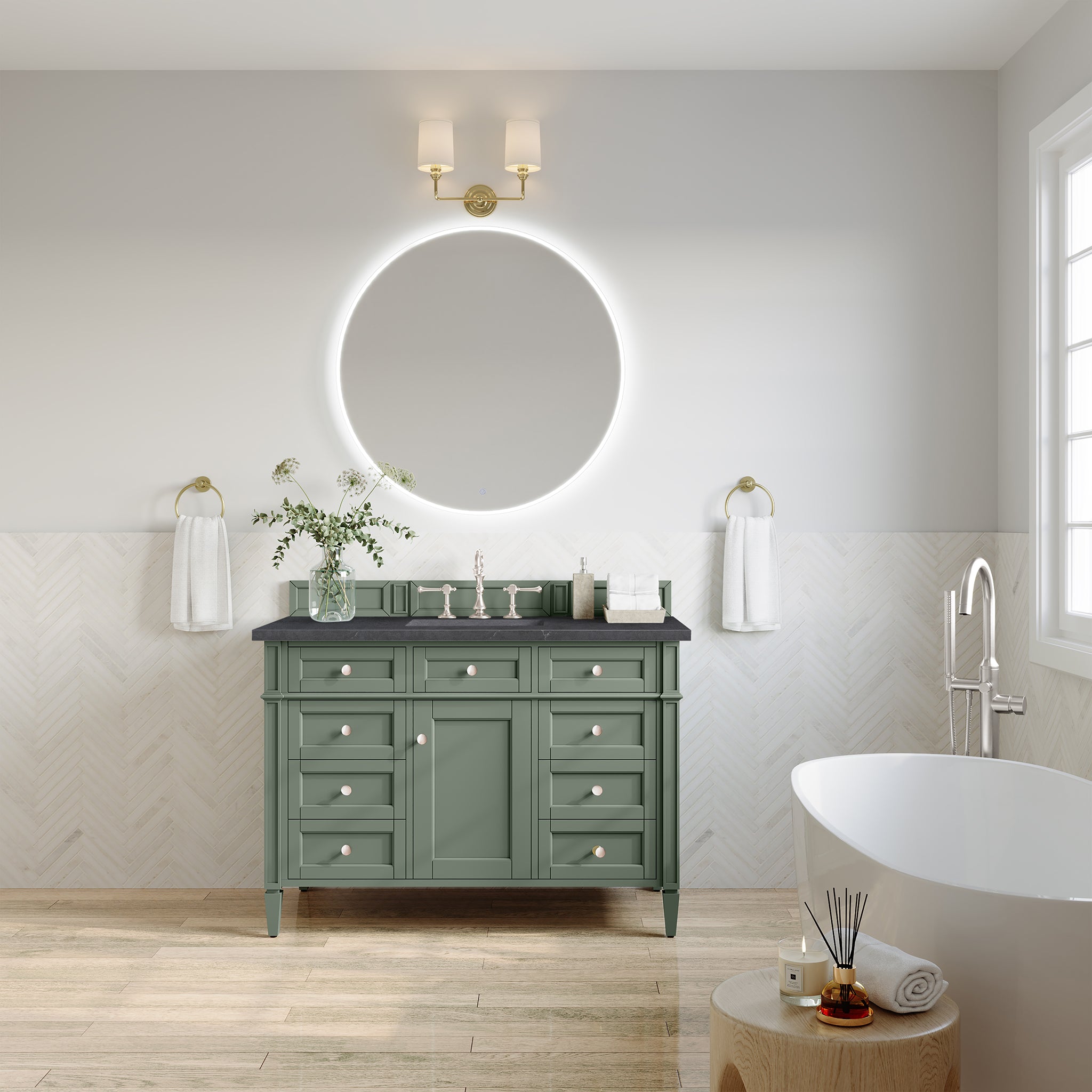 James Martin Brittany 48" Single Vanity in Smokey Celadon with 3cm Countertop