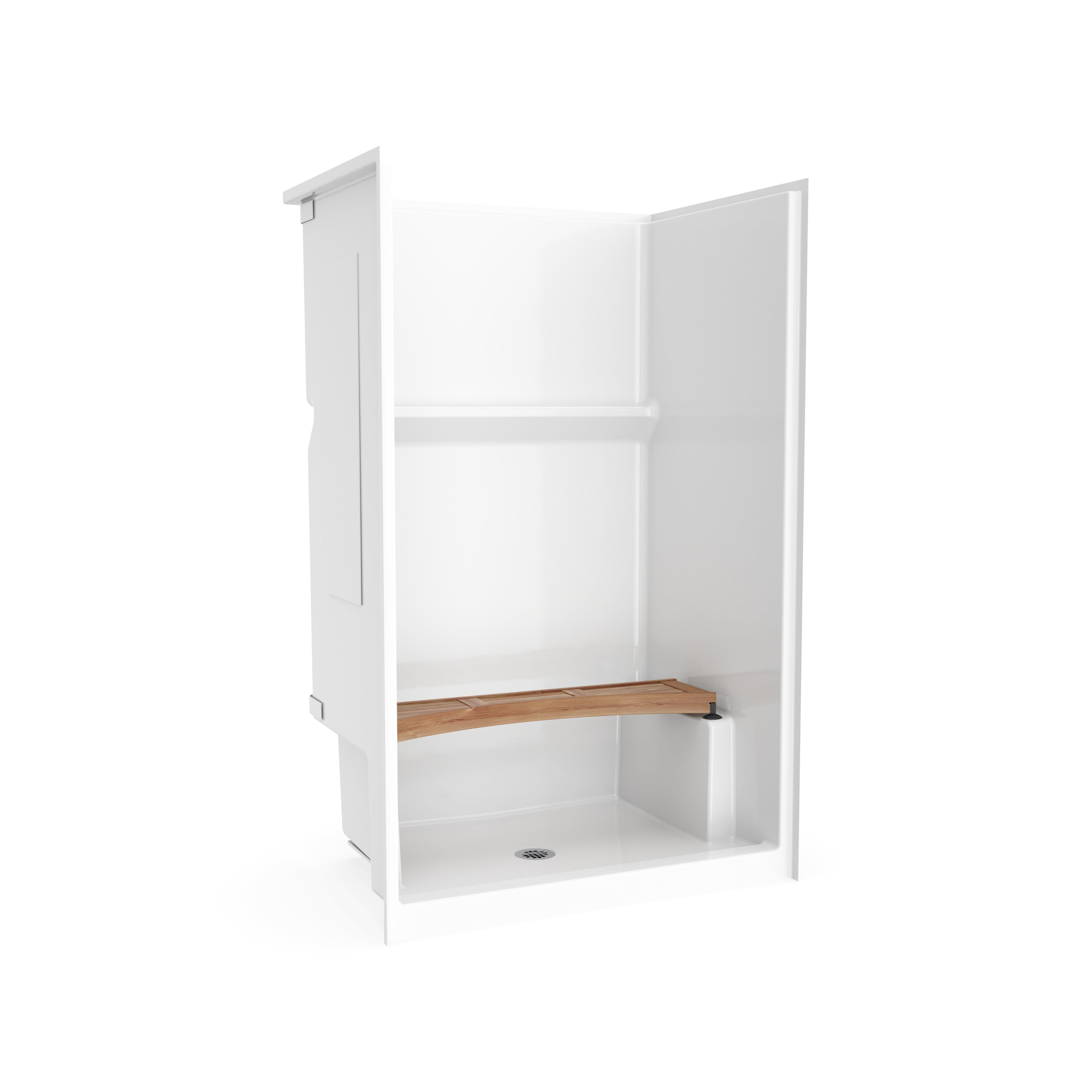 DreamLine Curved Teak Shower Bench for 60" Shower
