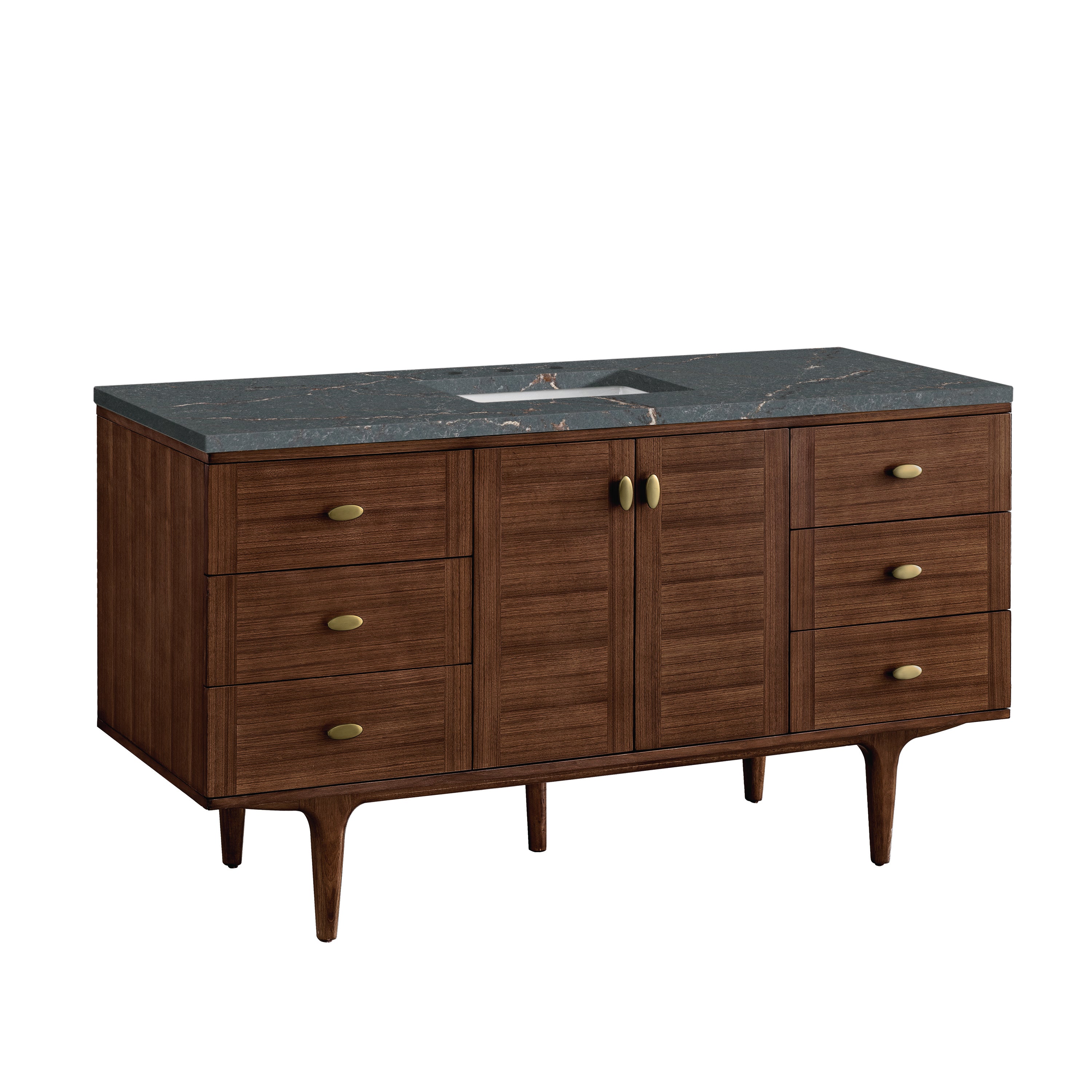 James Martin Amberly 60" Single Vanity in Mid-Century Walnut with 3cm Countertop and FreePower Wireless Charger