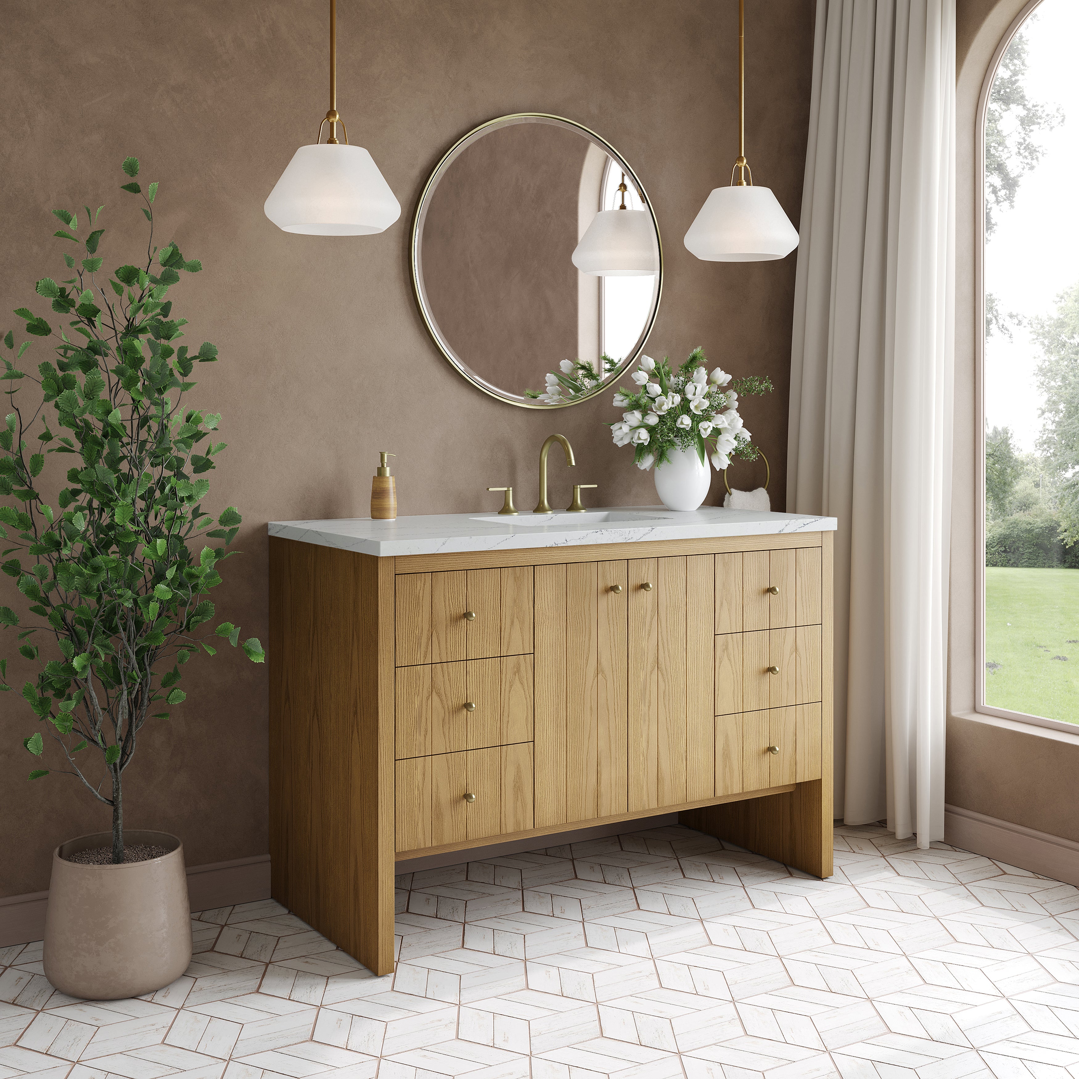 James Martin Hudson 48" Single Vanity in Light Natural Oak with 3cm Countertop