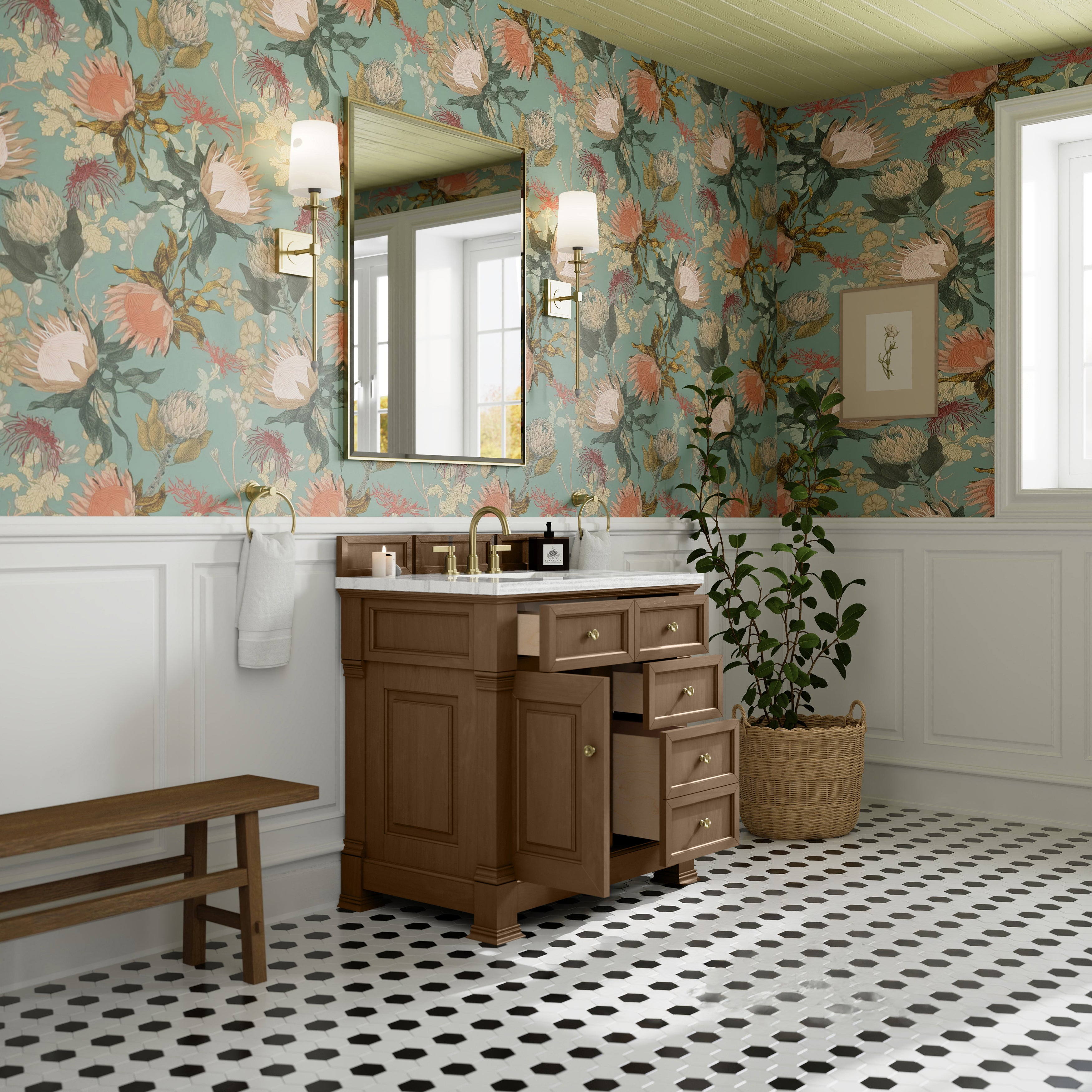 James Martin Brookfield 36" Single Vanity in Pecan with 3cm Countertop