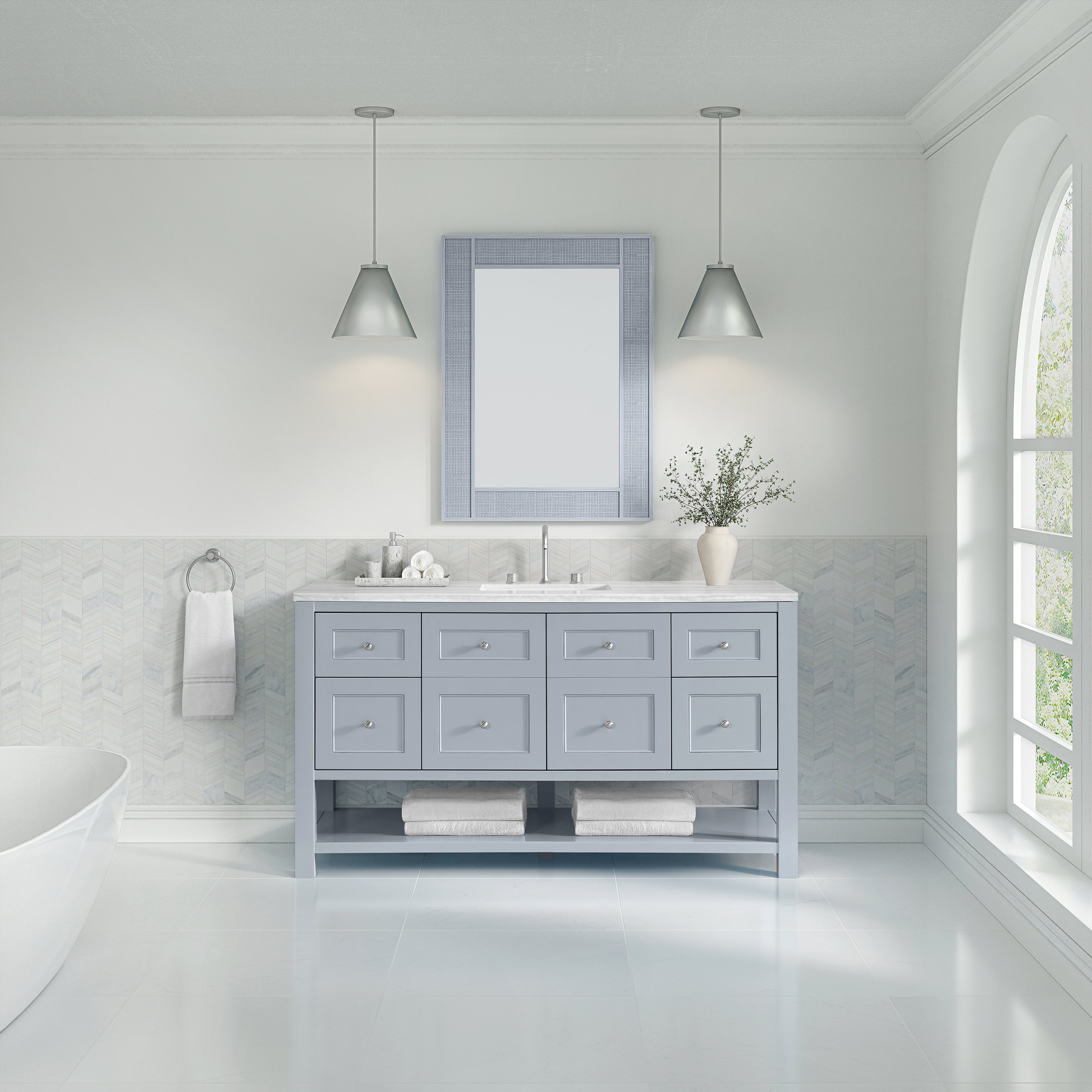 James Martin Breckenridge 60" Single Vanity in Serenity Blue with 3cm Countertop