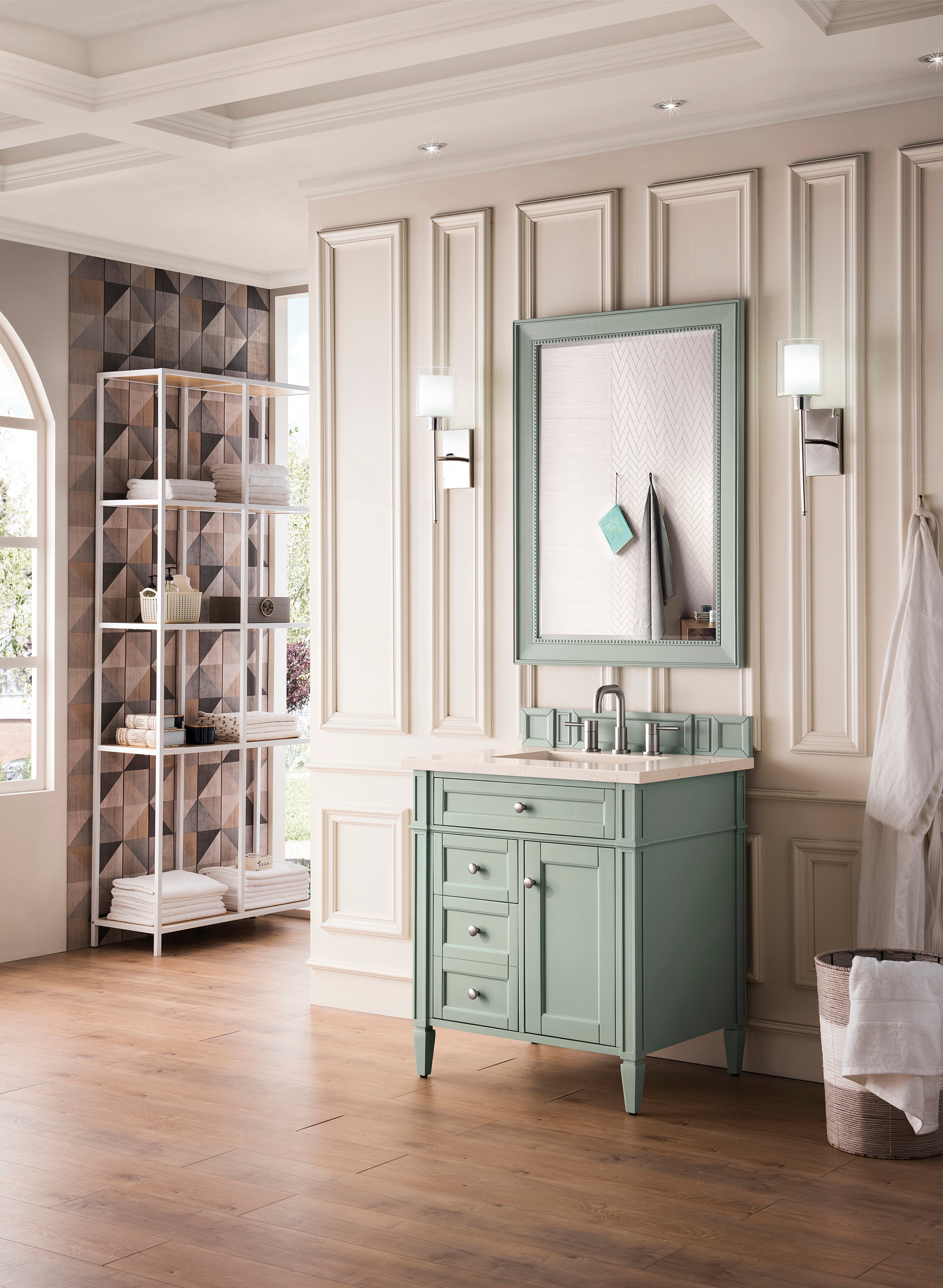 James Martin Brittany 30" Single Vanity in Sage Green with 3cm Countertop