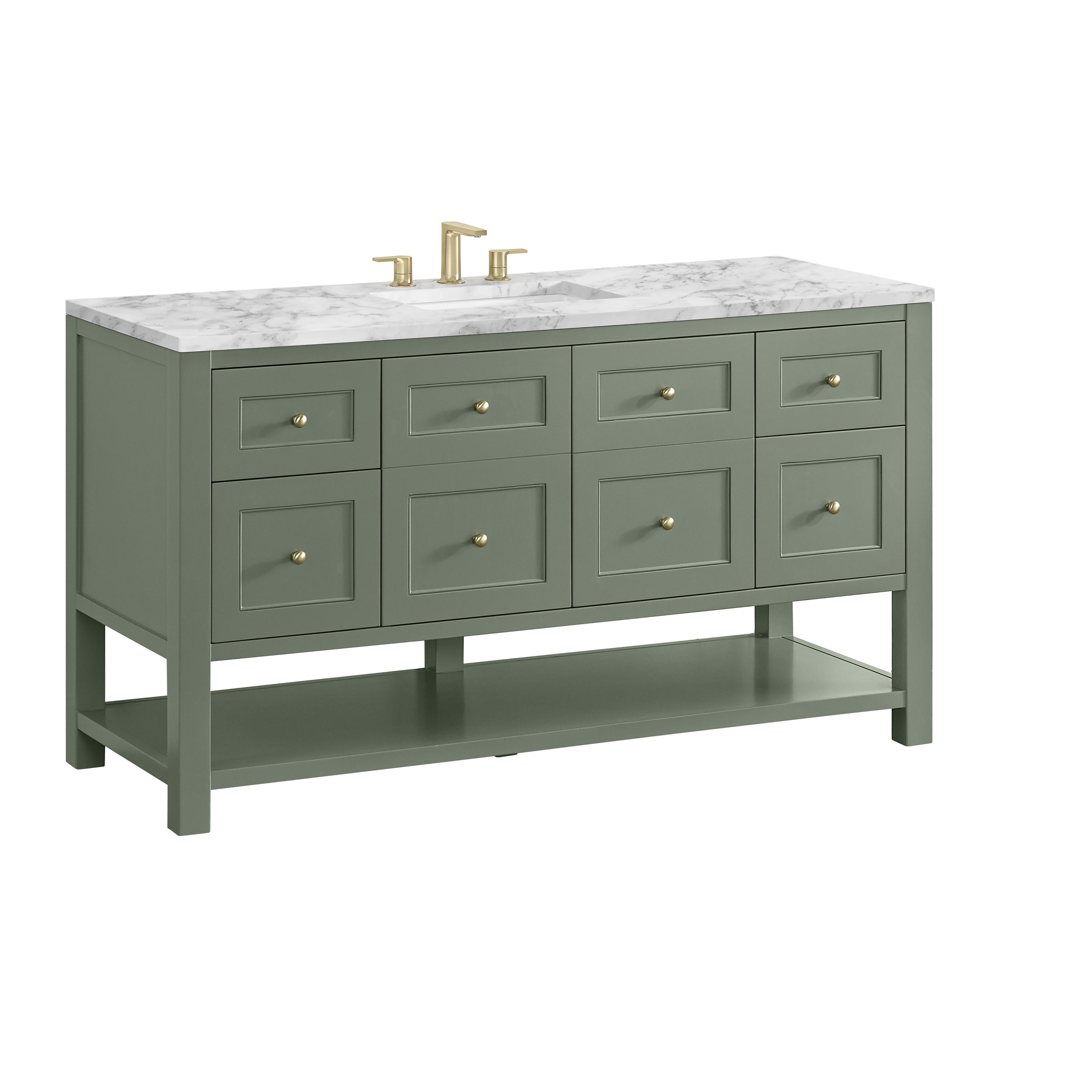 James Martin Breckenridge 60" Single Vanity in Smokey Celadon with 3cm Countertop