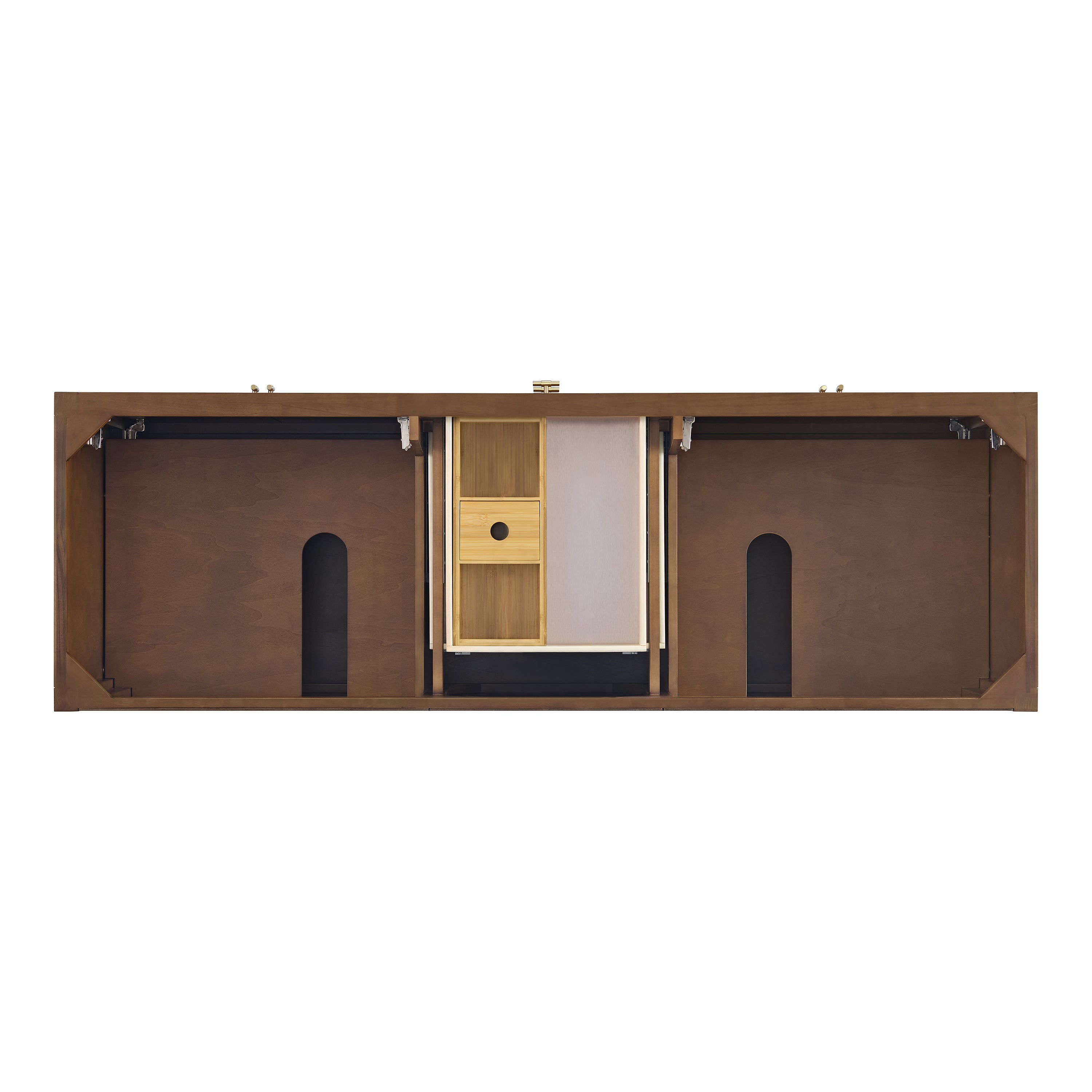 James Martin Myrrin 72" Double Vanity in Mid Century Walnut with 3cm Countertop and FreePower Wireless Charger