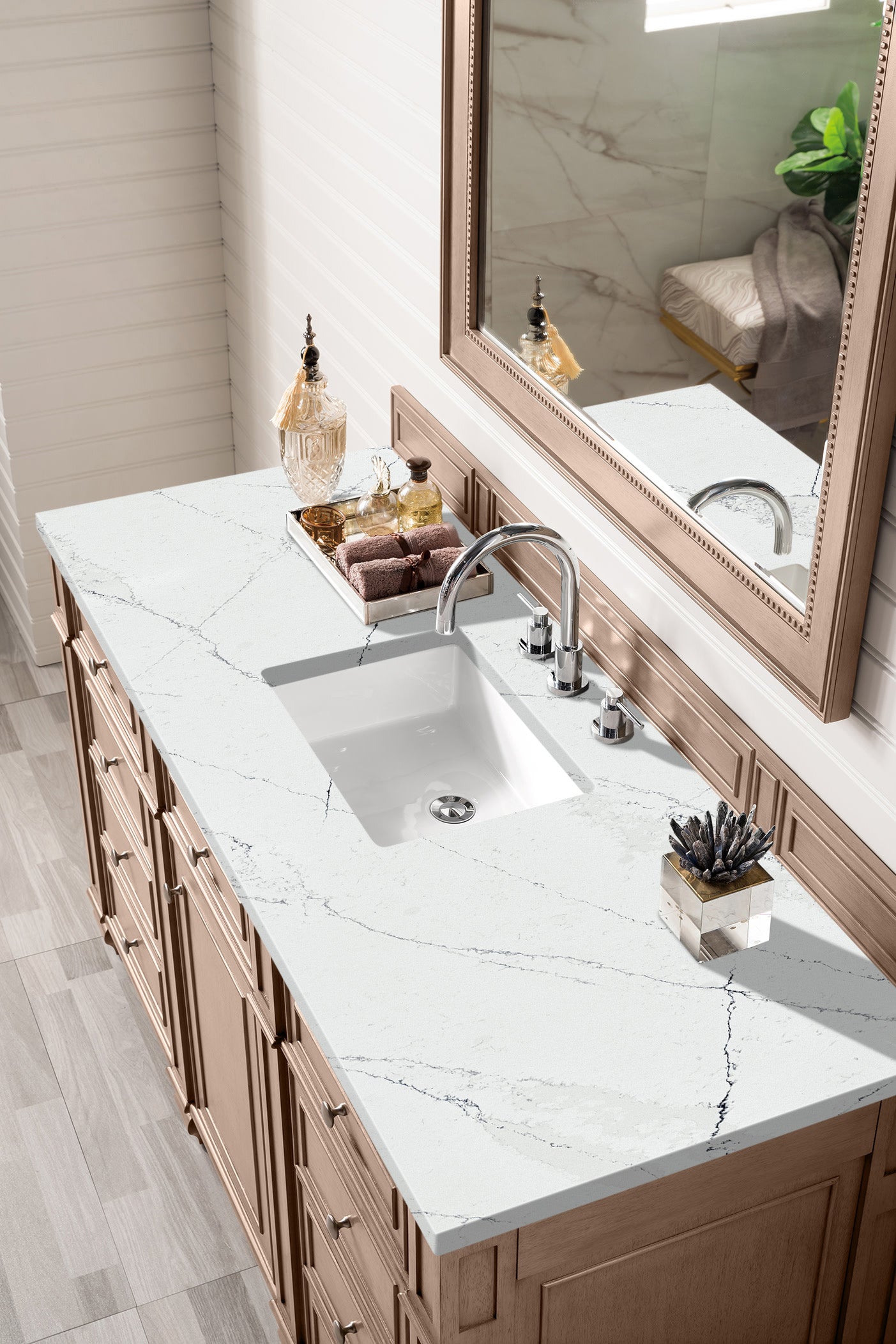 James Martin Bristol 60" Single Vanity in Whitewashed Walnut with 3cm Countertop