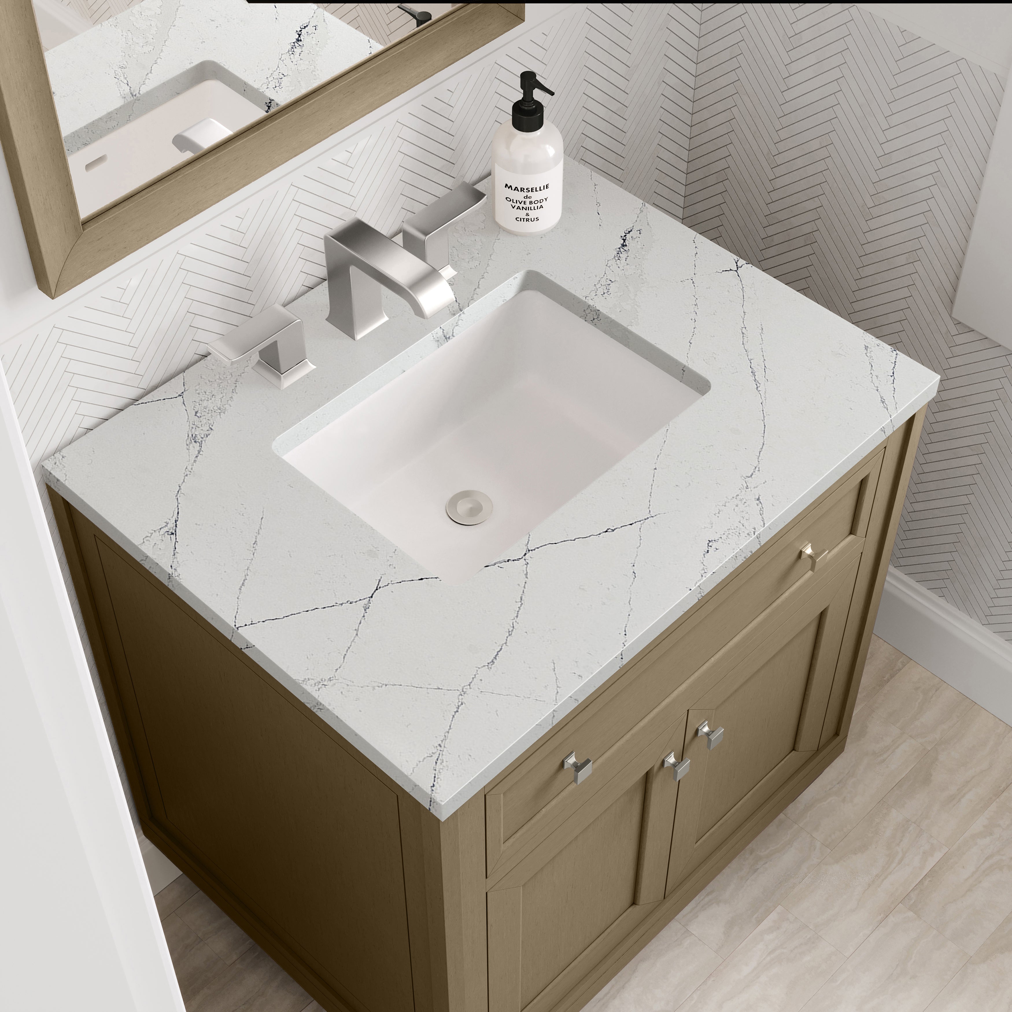 James Martin Chicago 30" Single Vanity in Walnut Whisper with 3cm Countertop