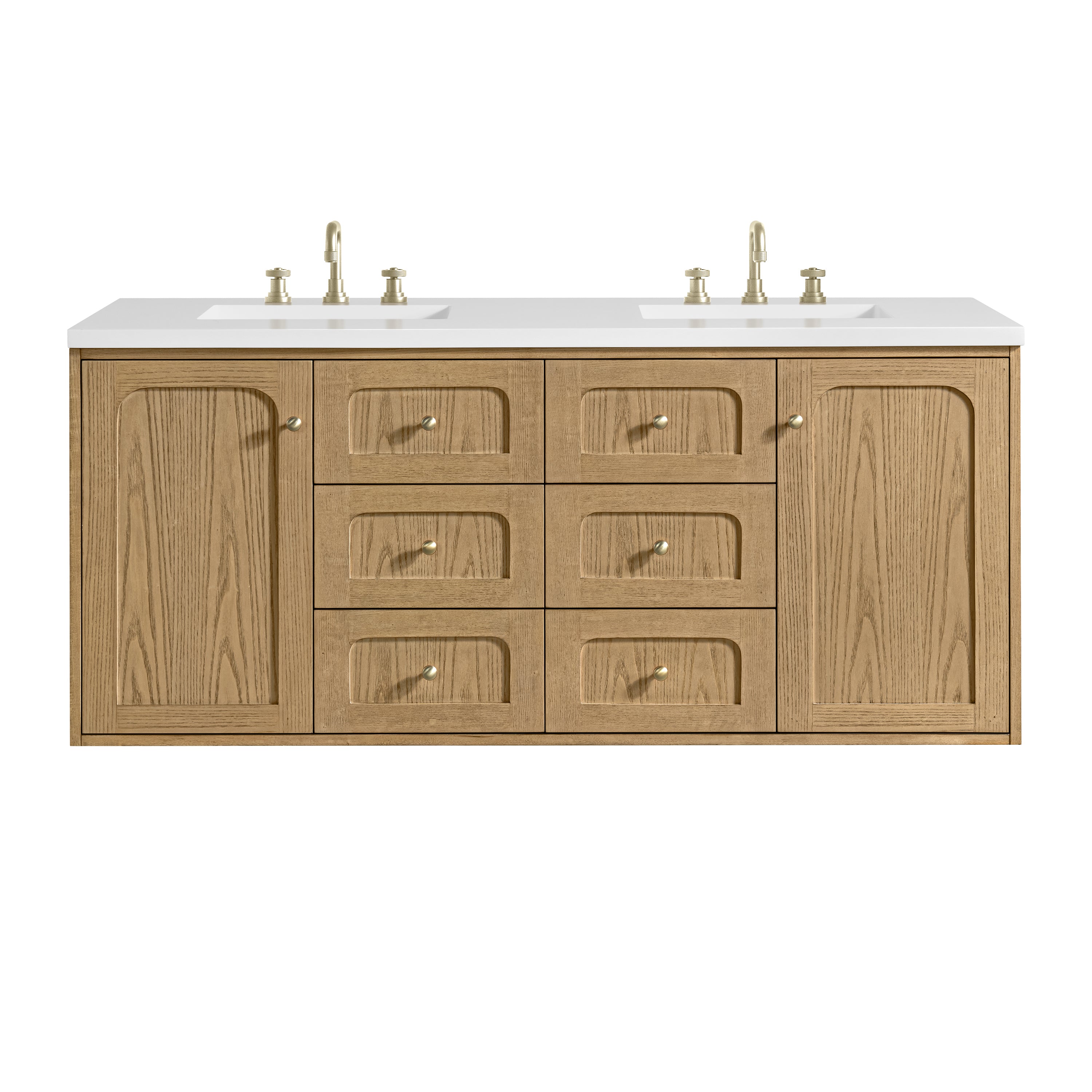 James Martin Laurent 60" Double Vanity in Light Natural Oak with 3cm Countertop
