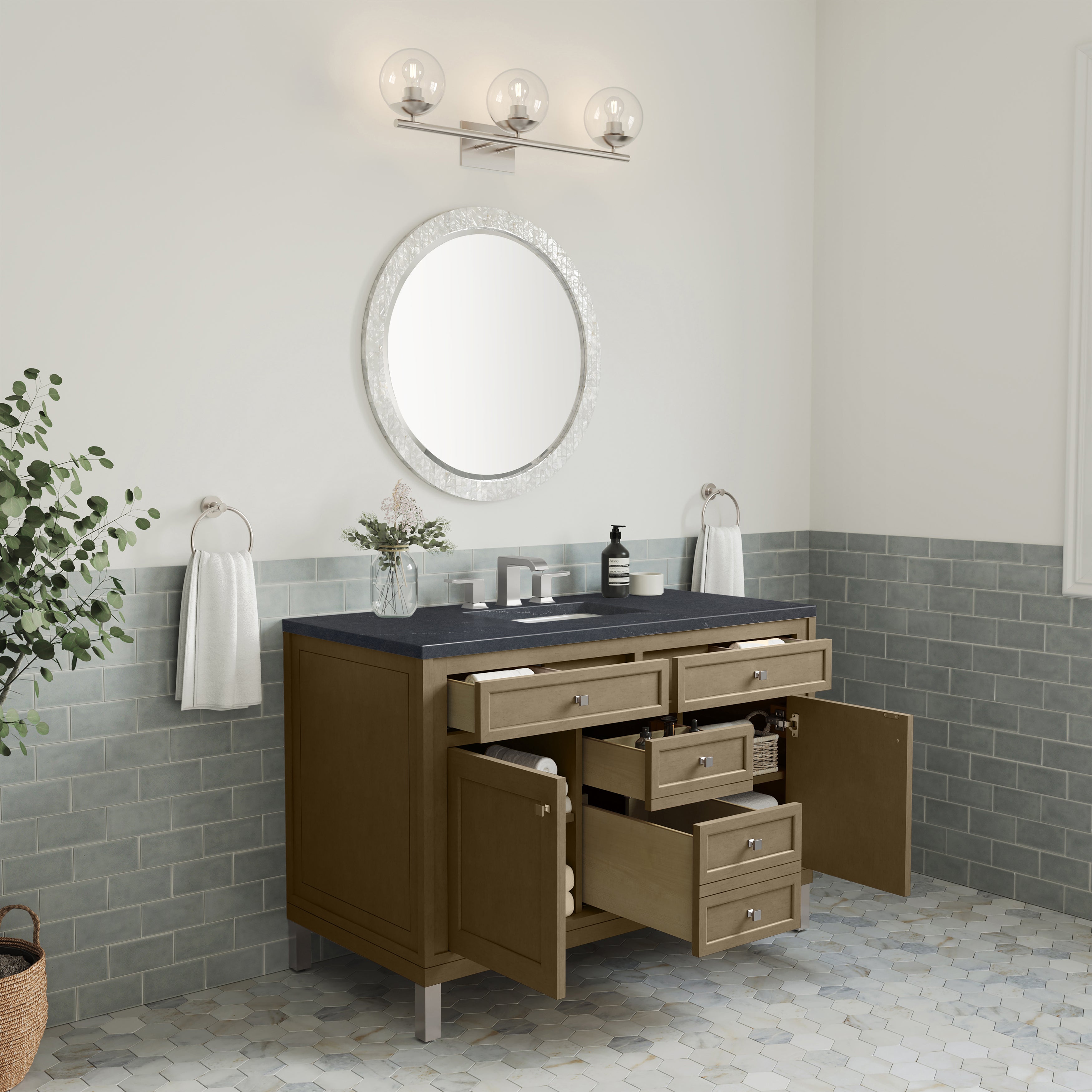James Martin Chicago 48" Single Vanity in Walnut Whisper with 3cm Countertop