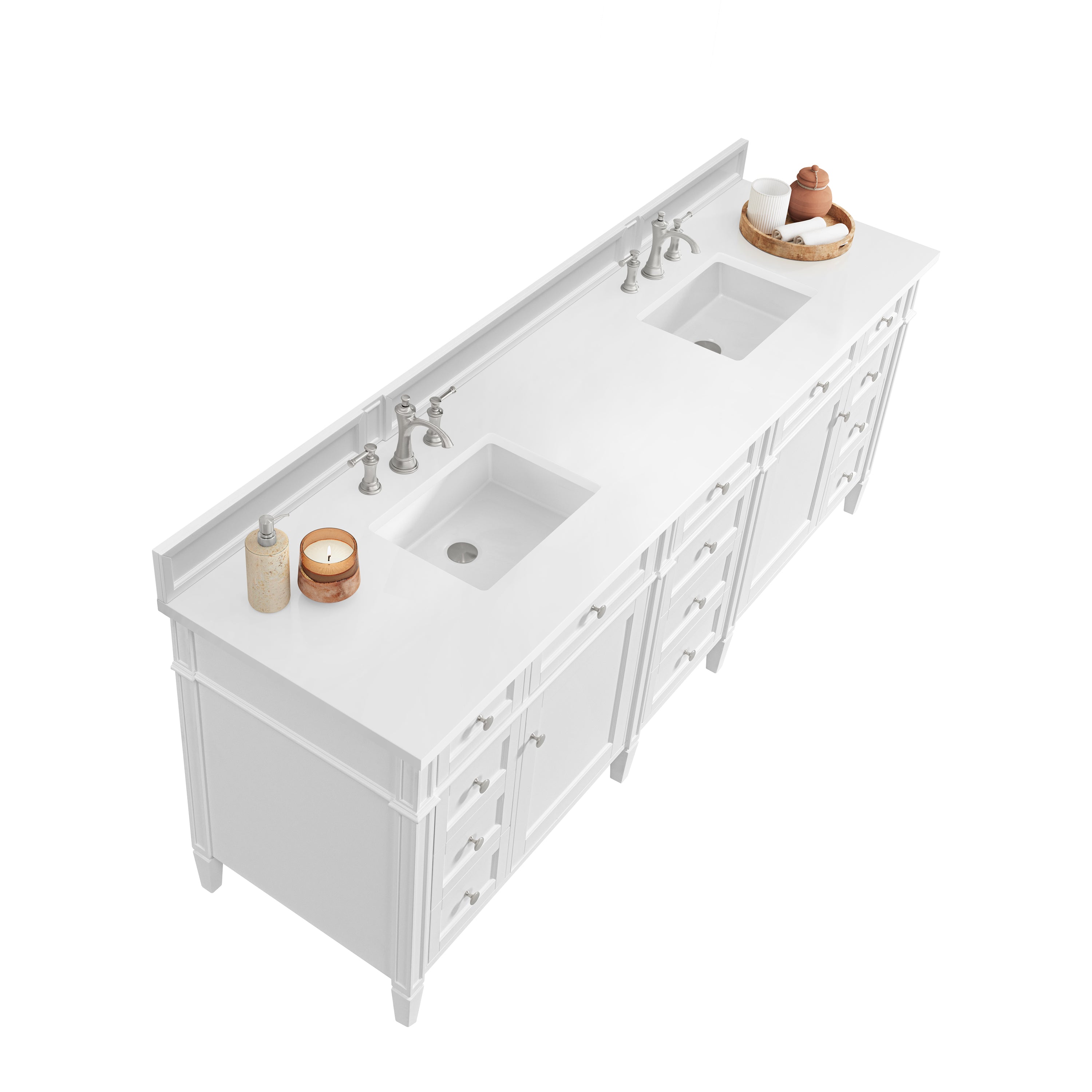 James Martin Brittany 84" Double Vanity in Bright White with 3cm Countertop