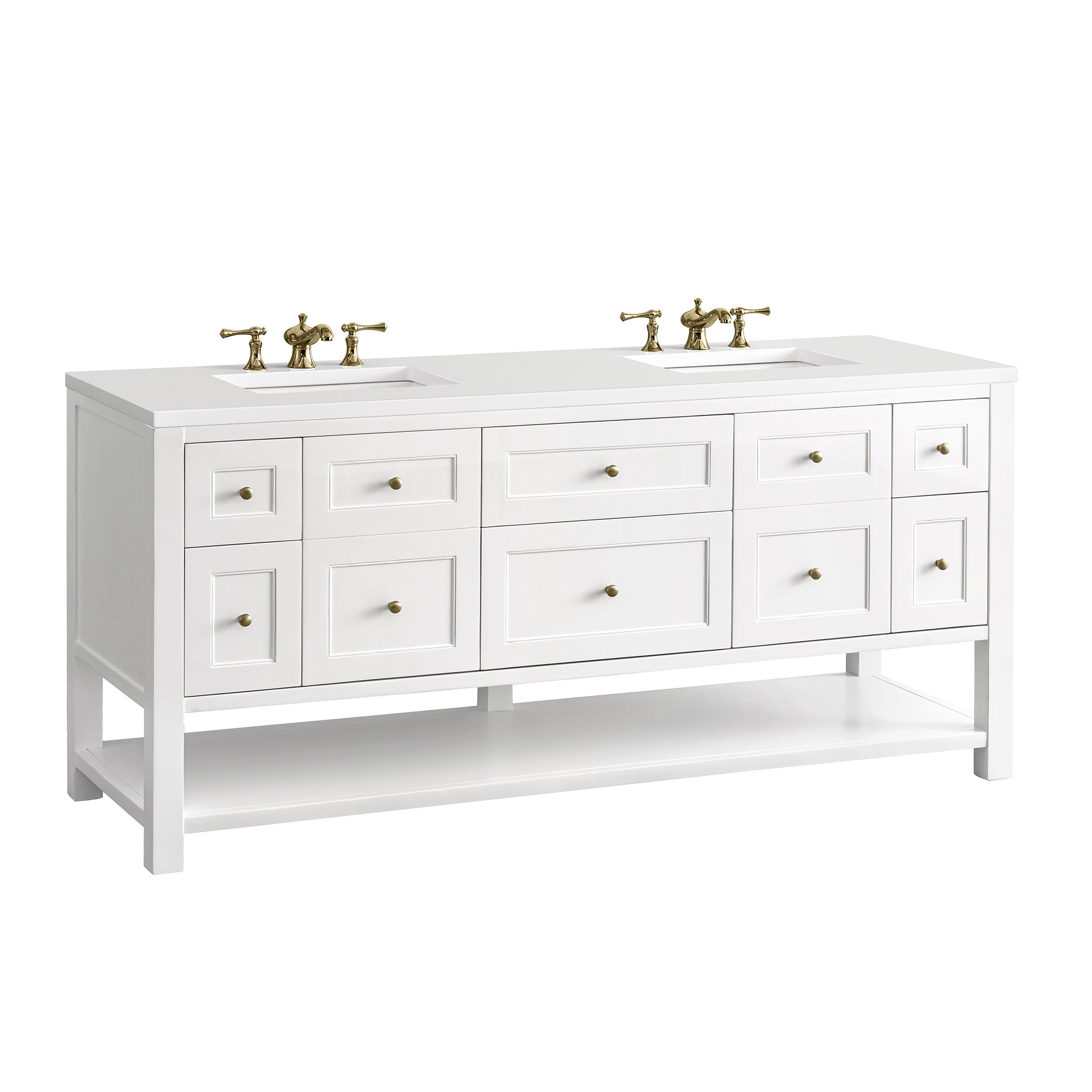 James Martin Breckenridge 72" Double Vanity in Bright White with 3cm Countertop