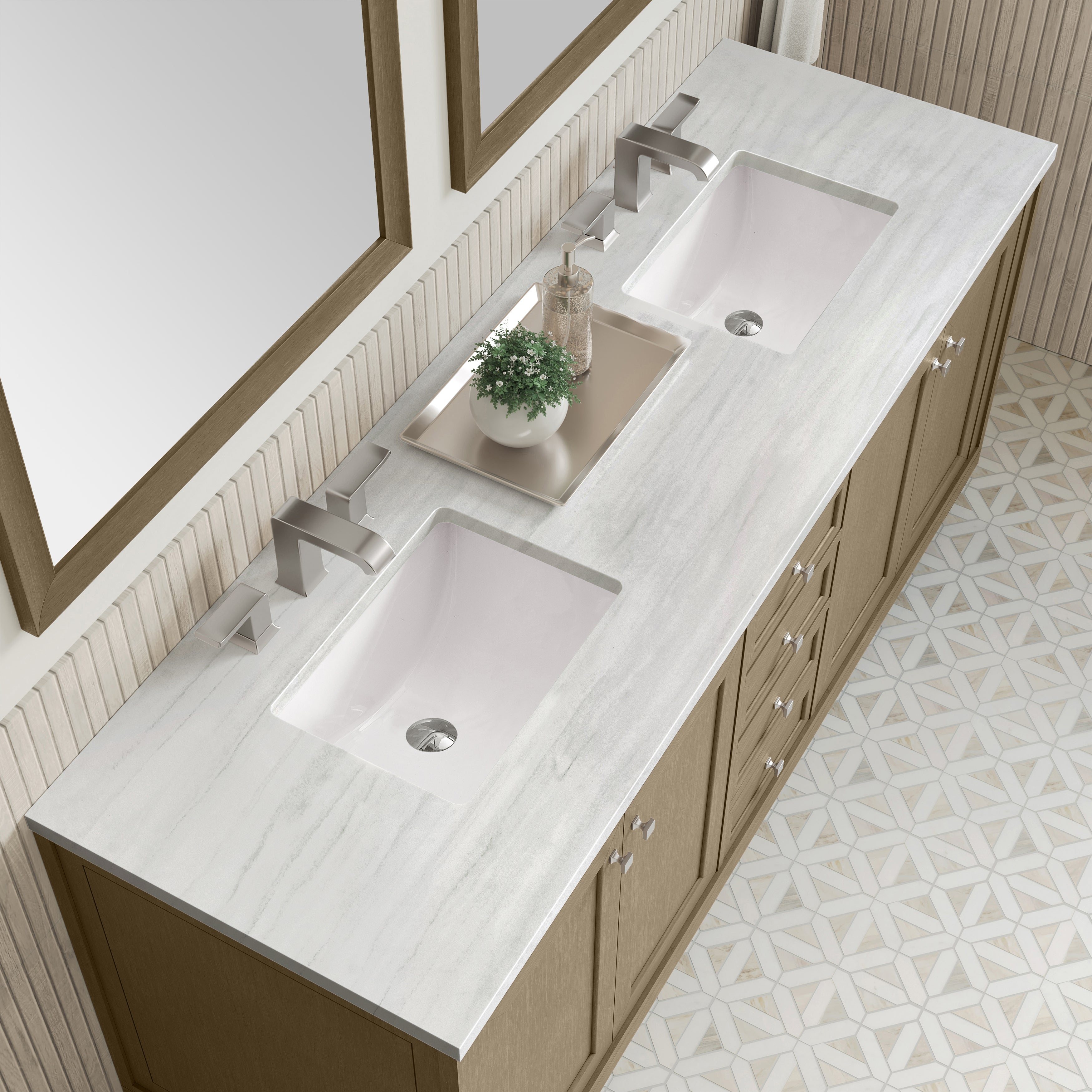 James Martin Chicago 72" Double Vanity in Walnut Whisper with 3cm Countertop
