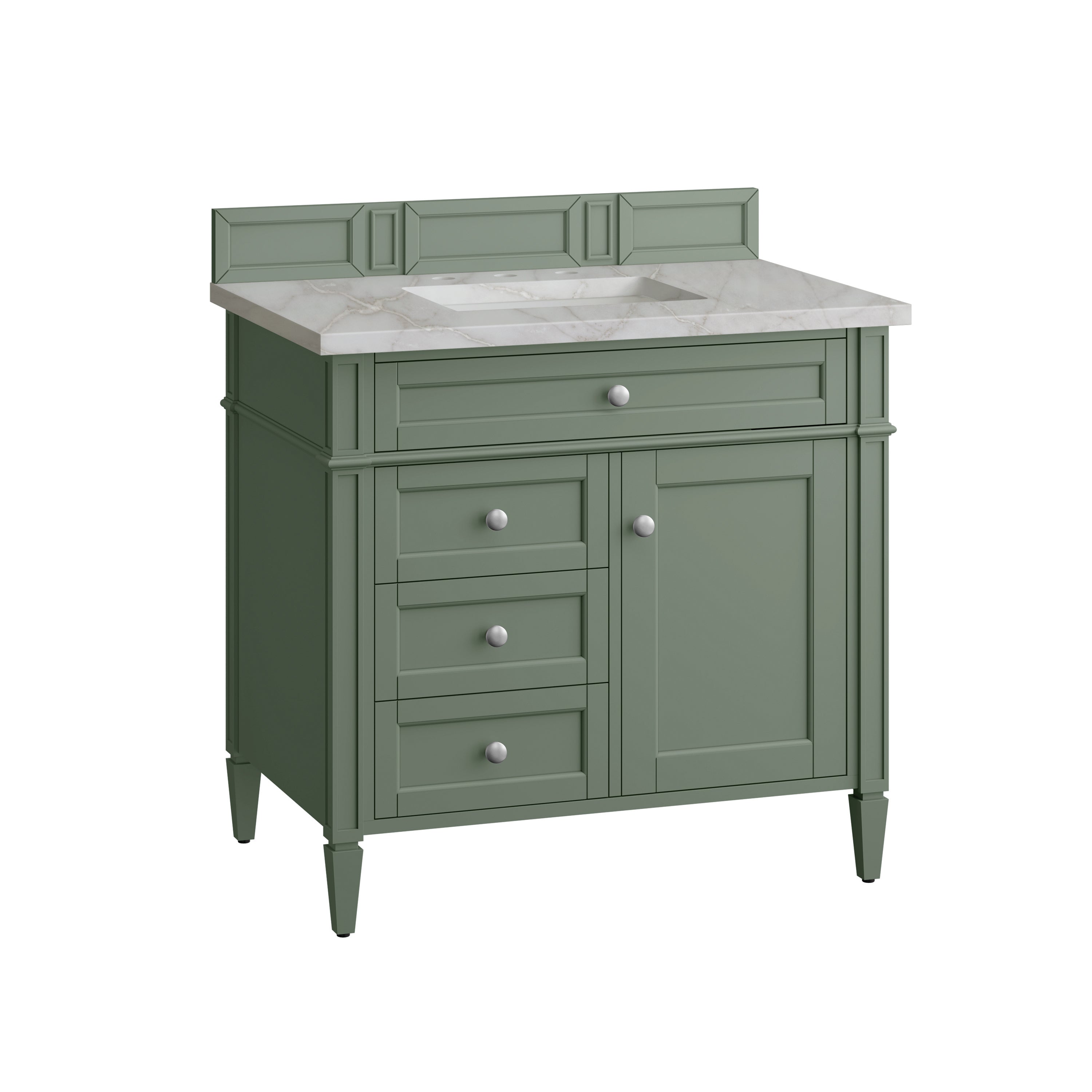 James Martin Brittany 36" Single Vanity in Smokey Celadon with 3cm Countertop