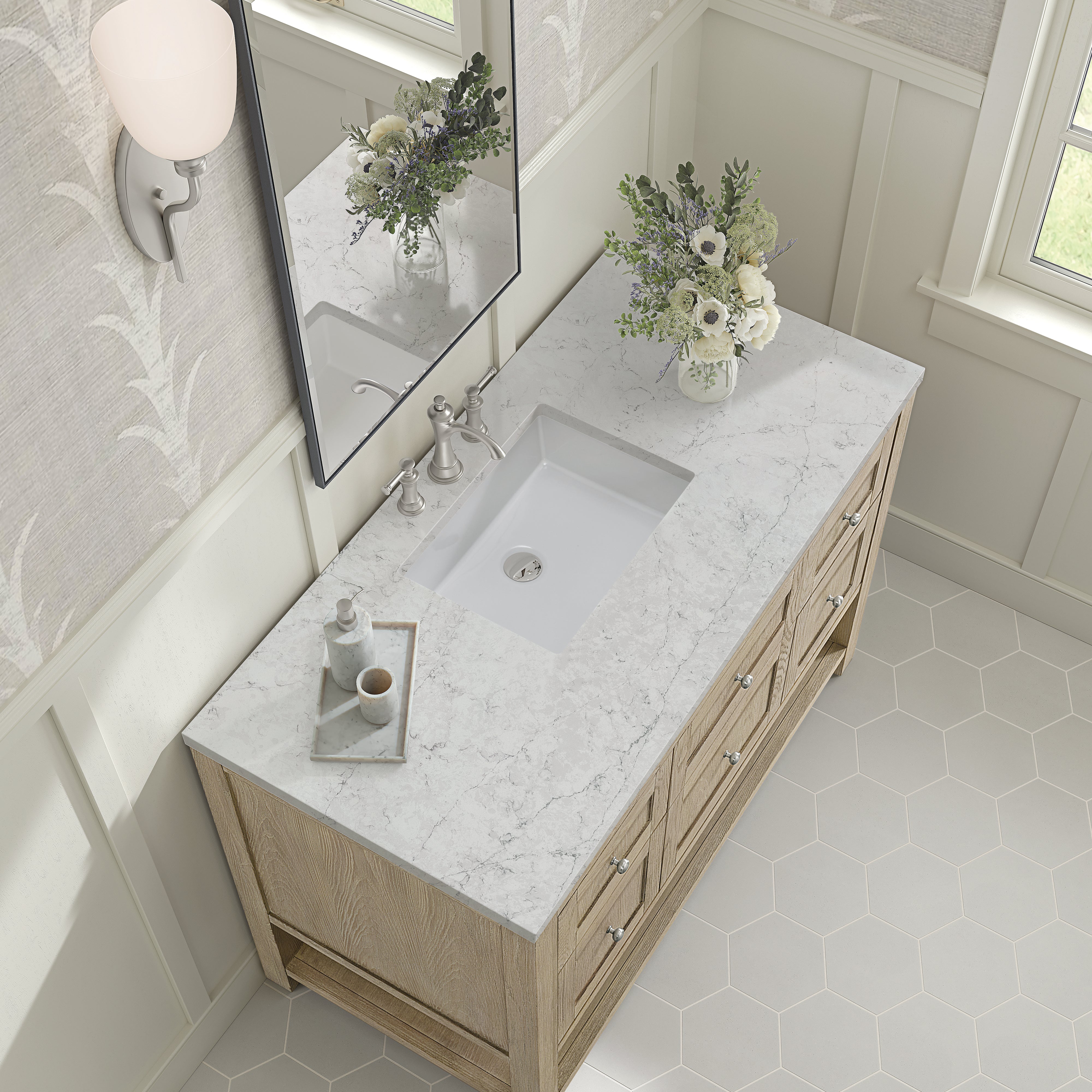 James Martin Breckenridge 48" Single Vanity in Whitewashed Oak with 3cm Countertop