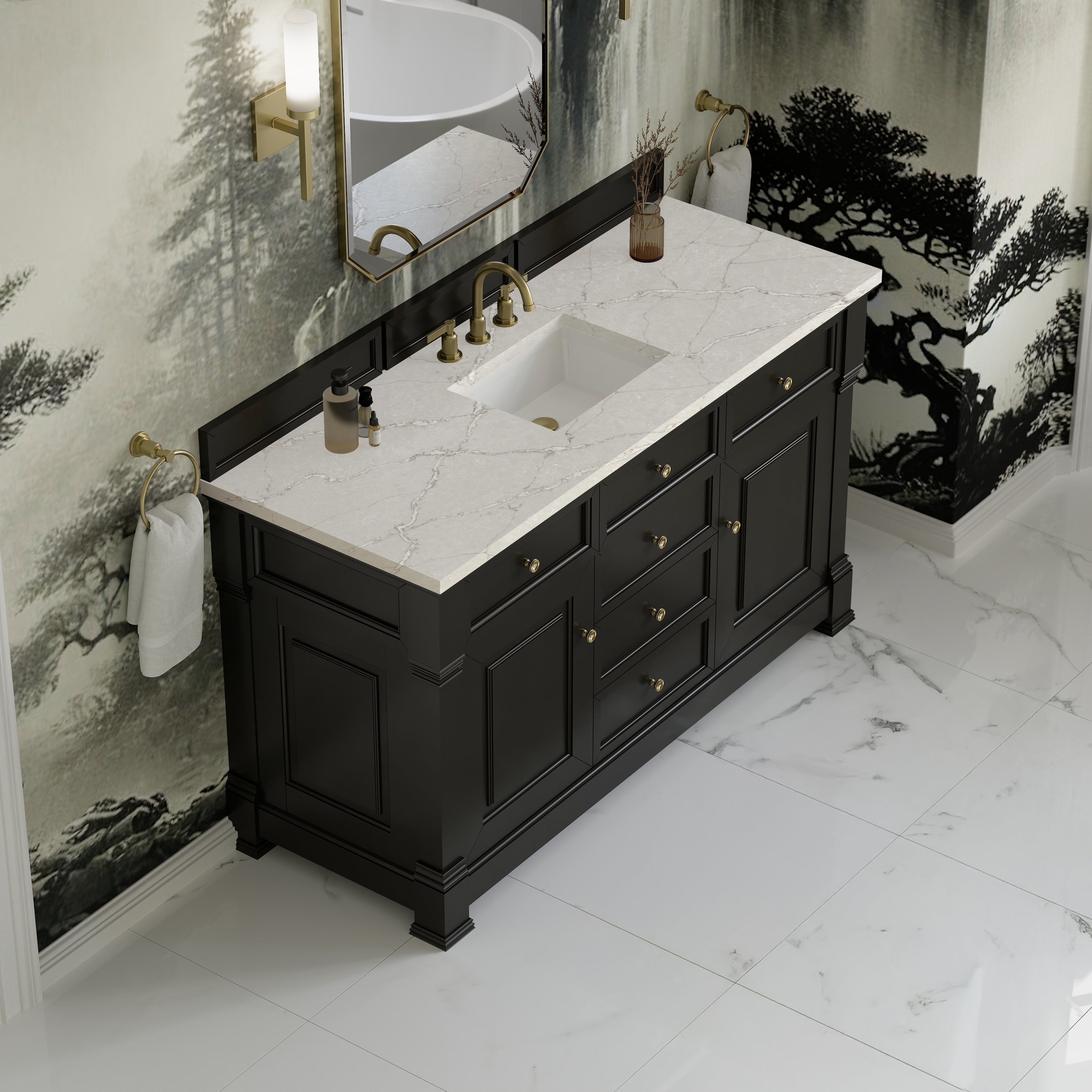 James Martin Brookfield 60" Single Vanity in Black Onyx with 3cm Countertop