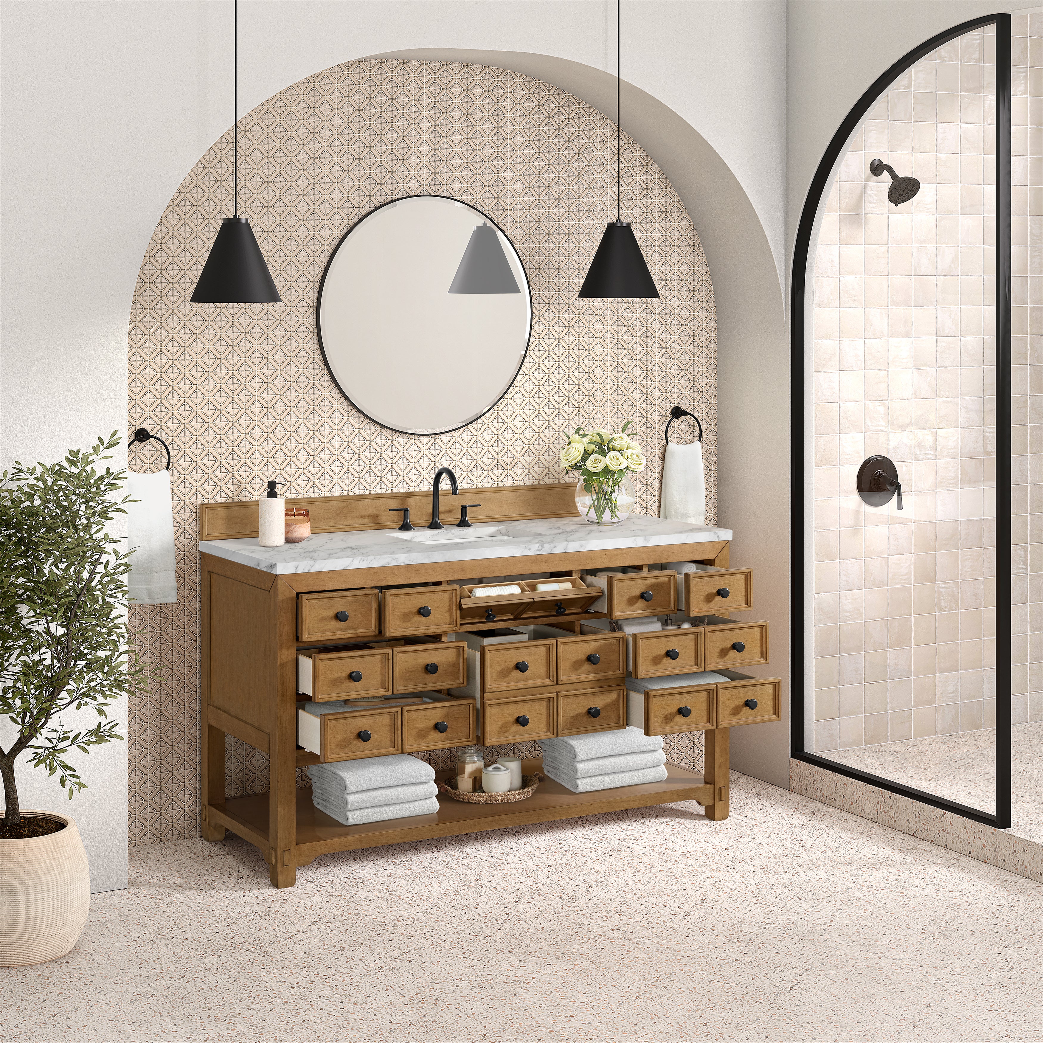 James Martin Malibu 60" Single Vanity in Amber Birch with 3cm Countertop