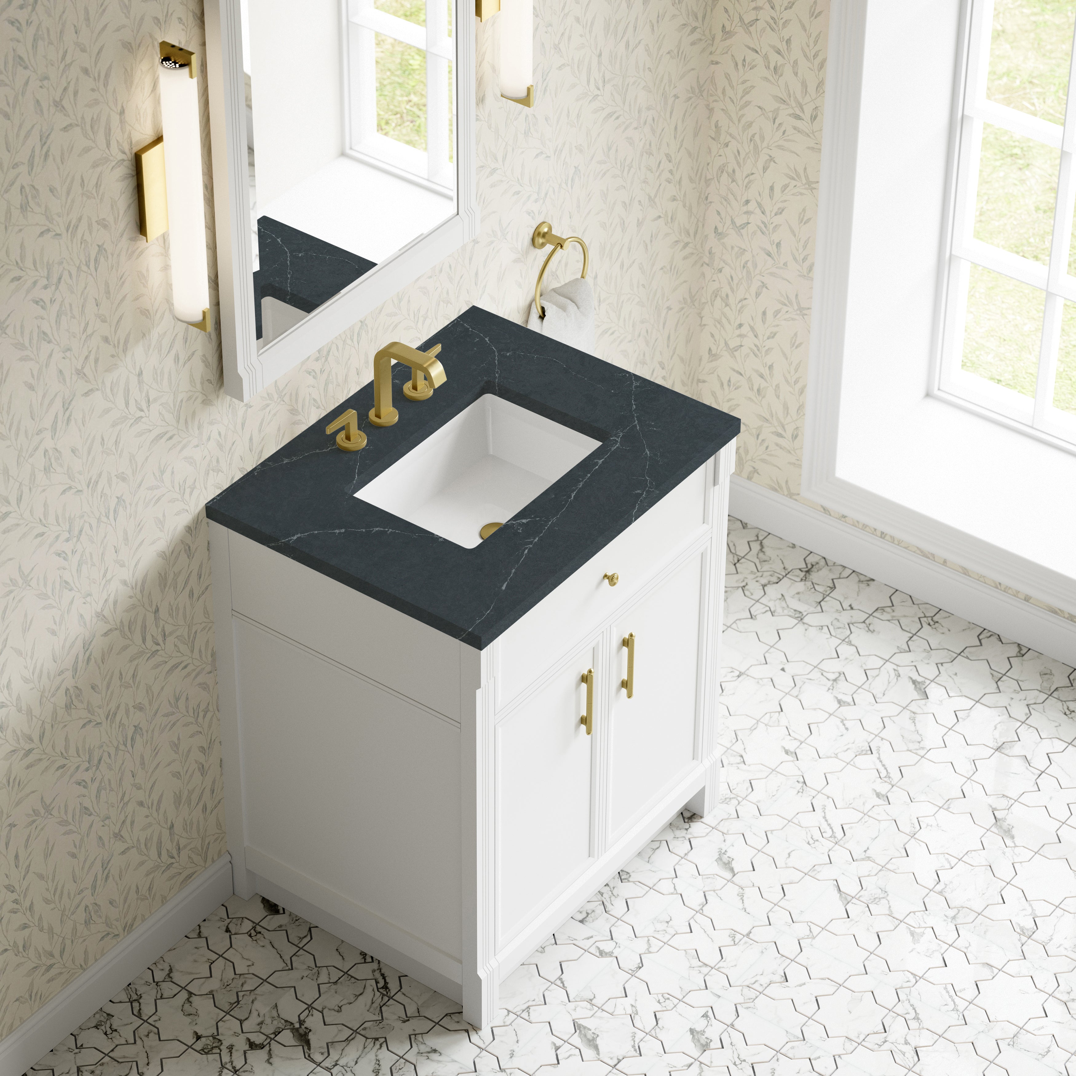 James Martin Bellshire 30" Single Vanity in Bright White with 3cm Countertop
