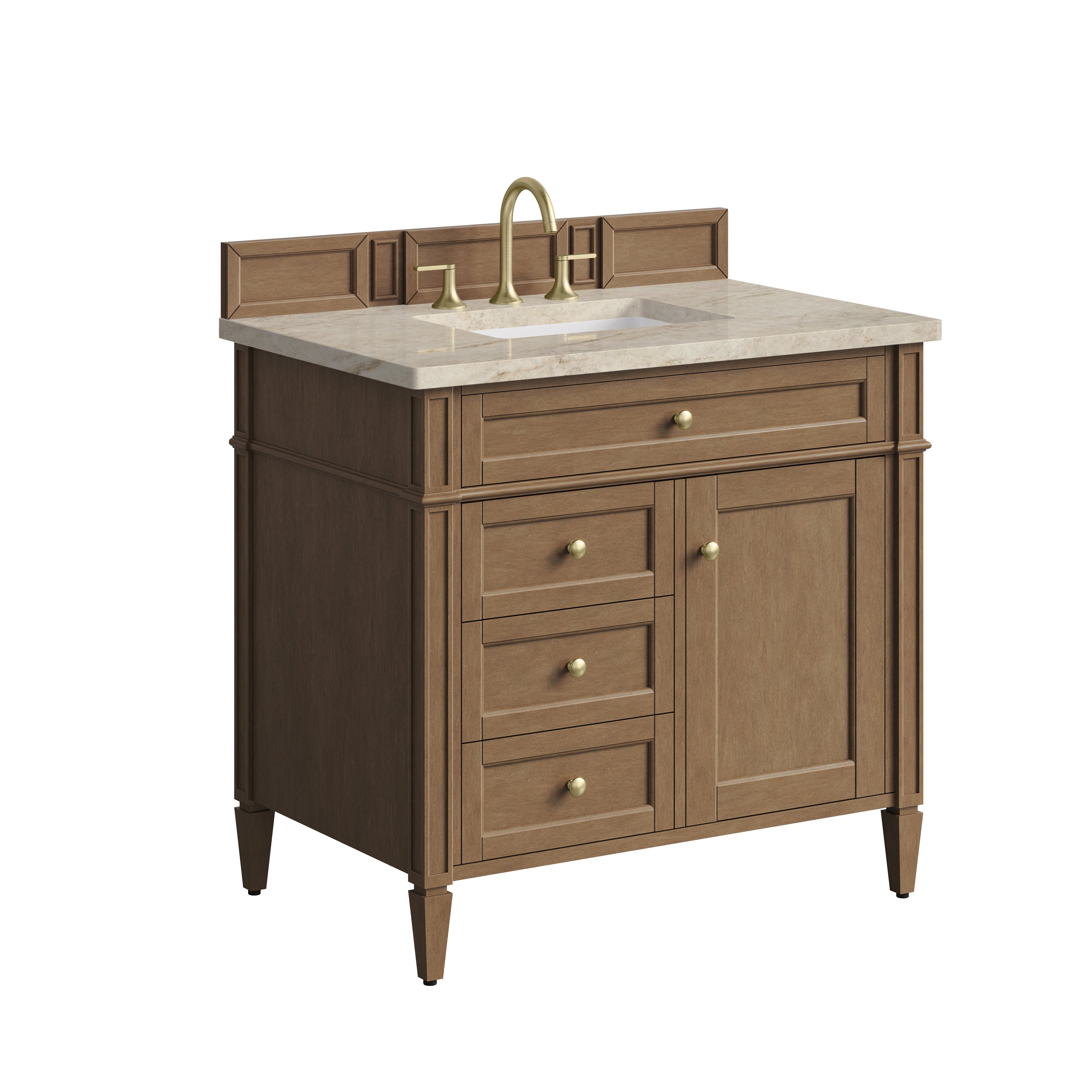James Martin Brittany 36" Single Vanity in Pecan with 3cm Countertop
