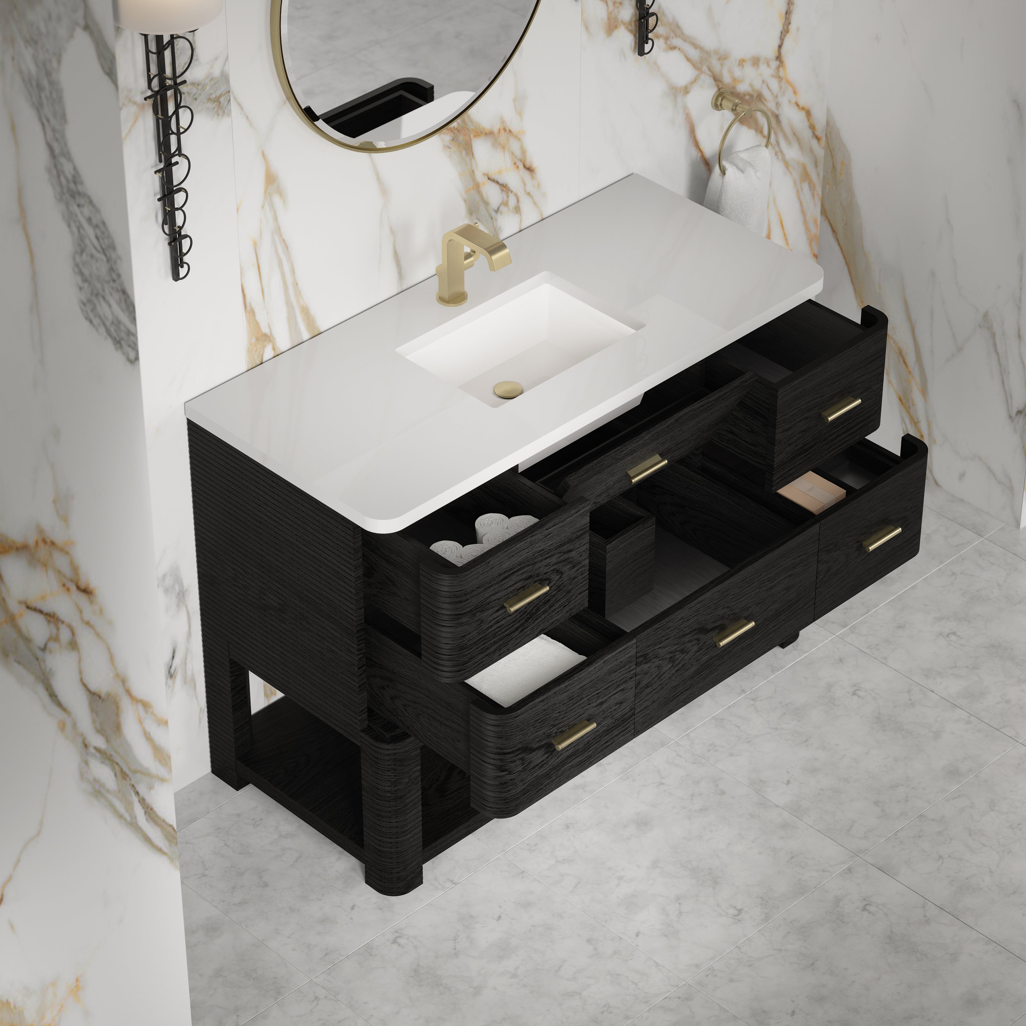 James Martin Lucian 48" Single Vanity in Carbon Oak with 3cm Countertop