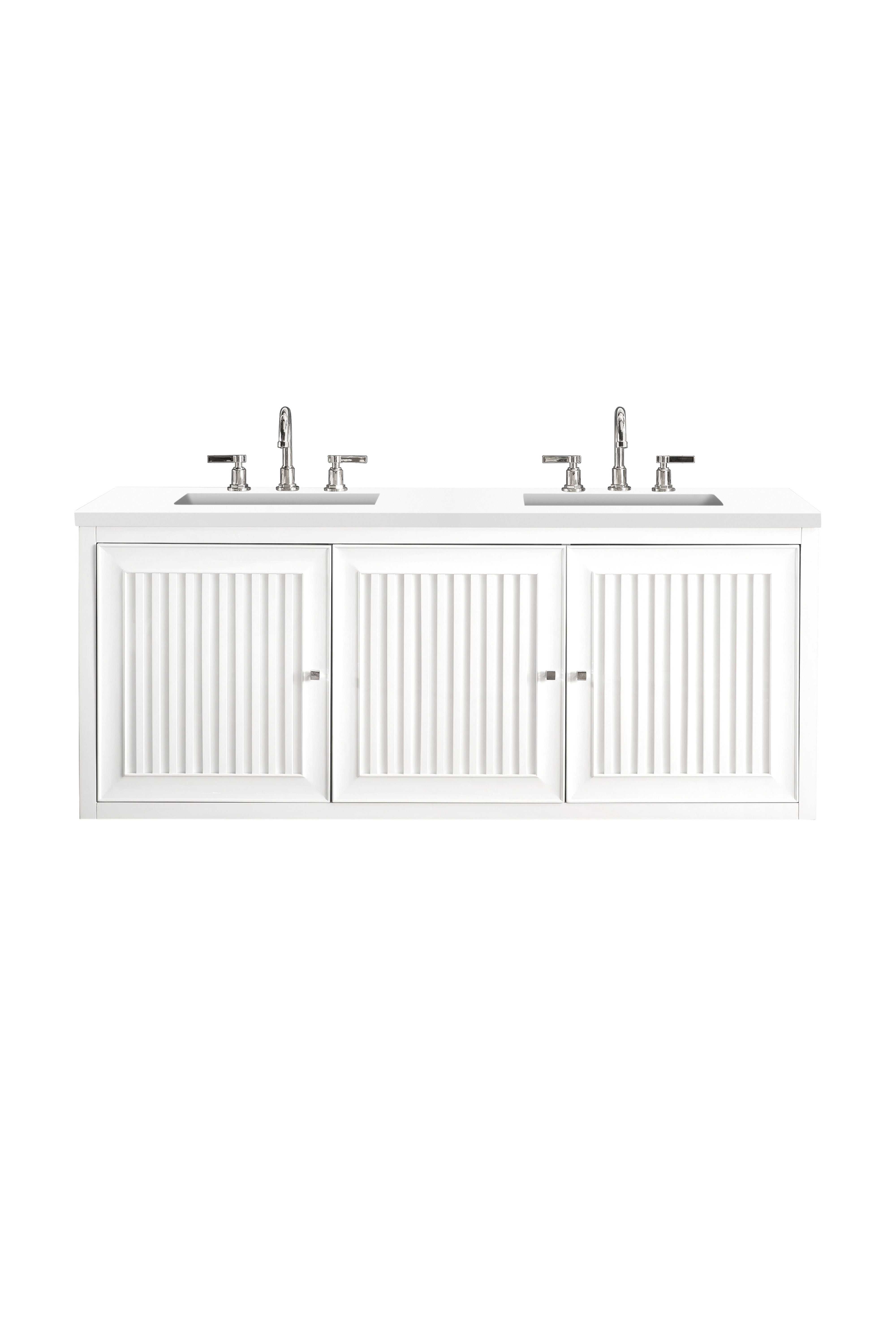 James Martin Athens 60" Double Vanity in Glossy White with 3cm Countertop