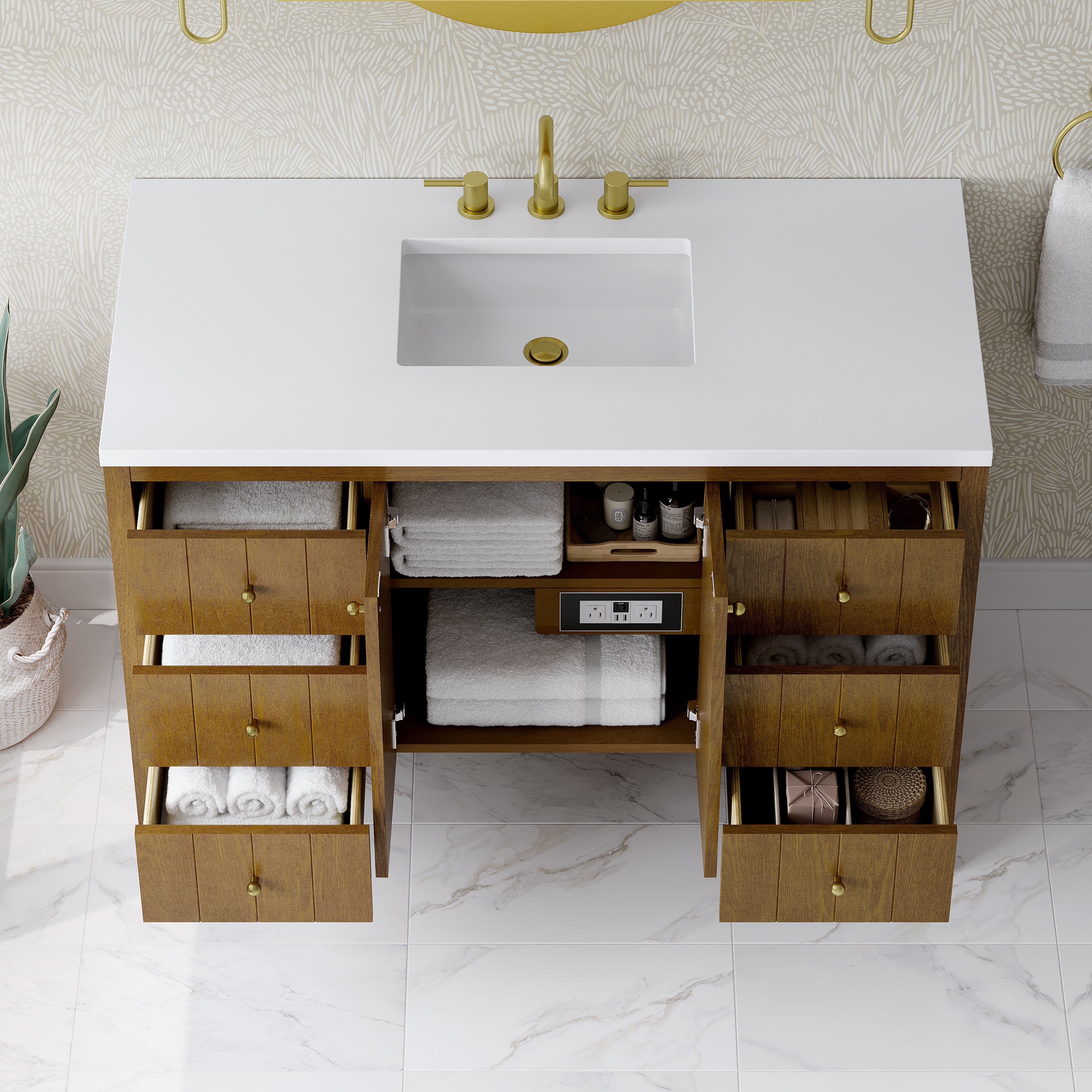 James Martin Hudson 48" Single Vanity in Honey Oak with 3cm Countertop
