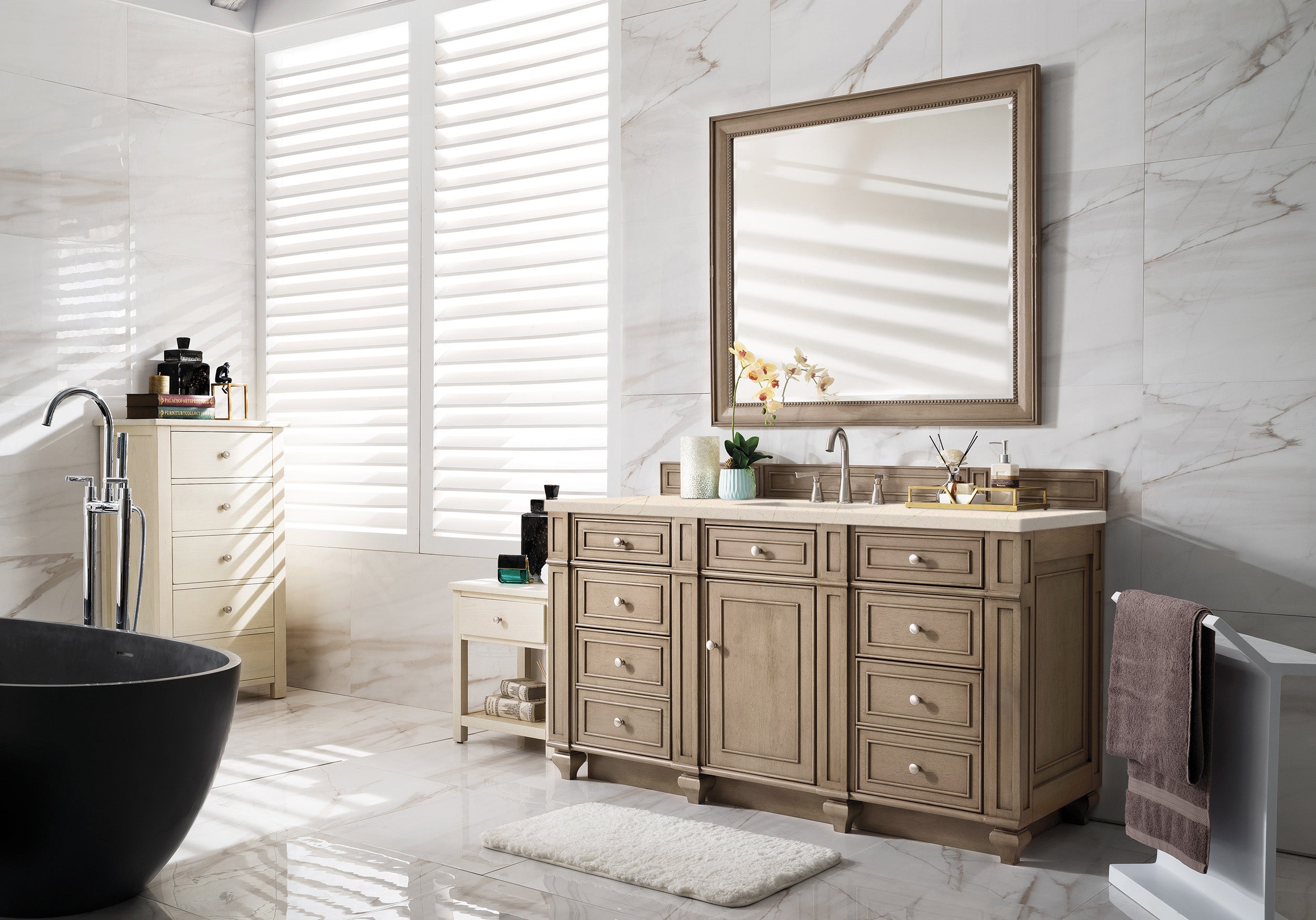 James Martin Bristol 60" Single Vanity in Whitewashed Walnut with 3cm Countertop