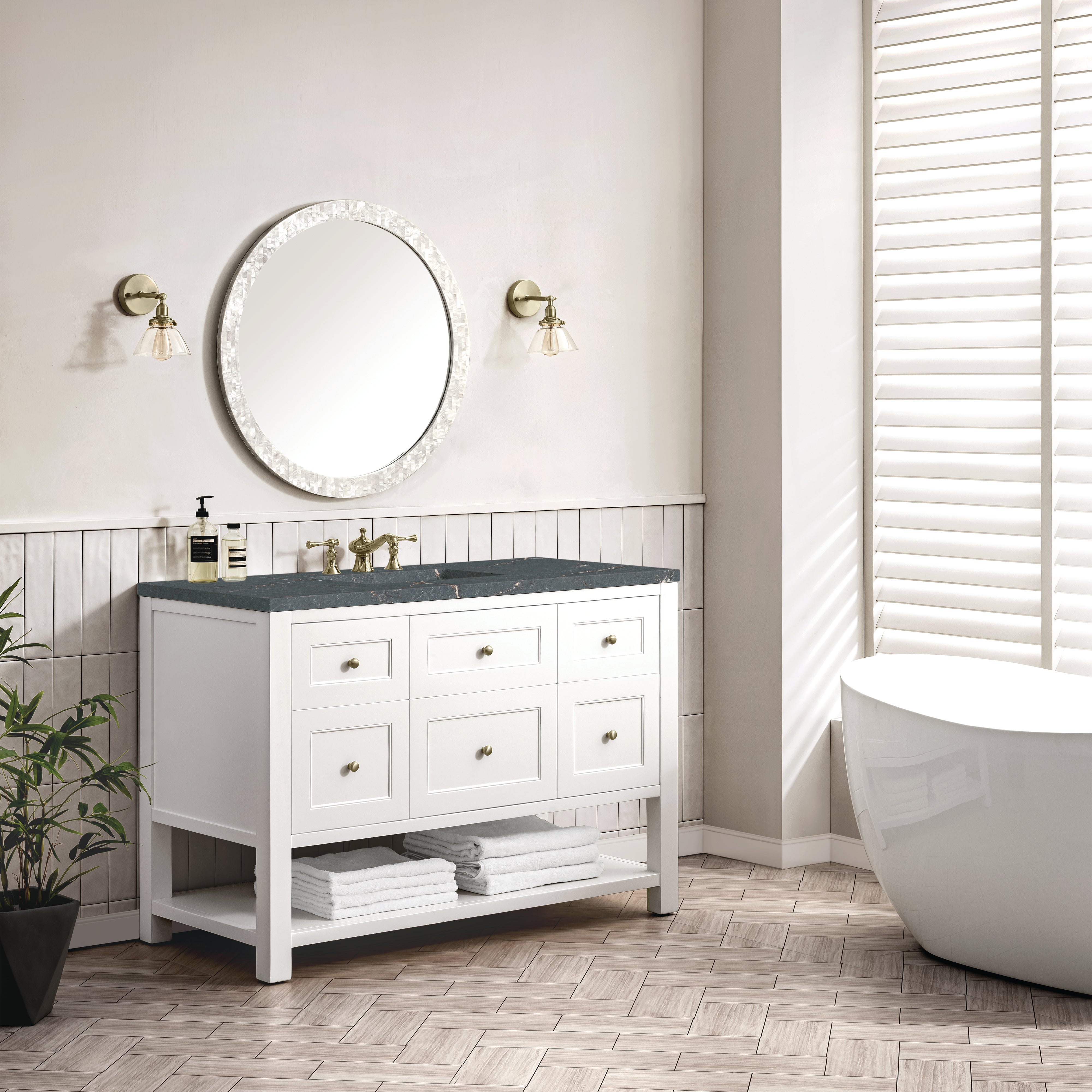 James Martin Breckenridge 48" Single Vanity in Bright White with 3cm Countertop