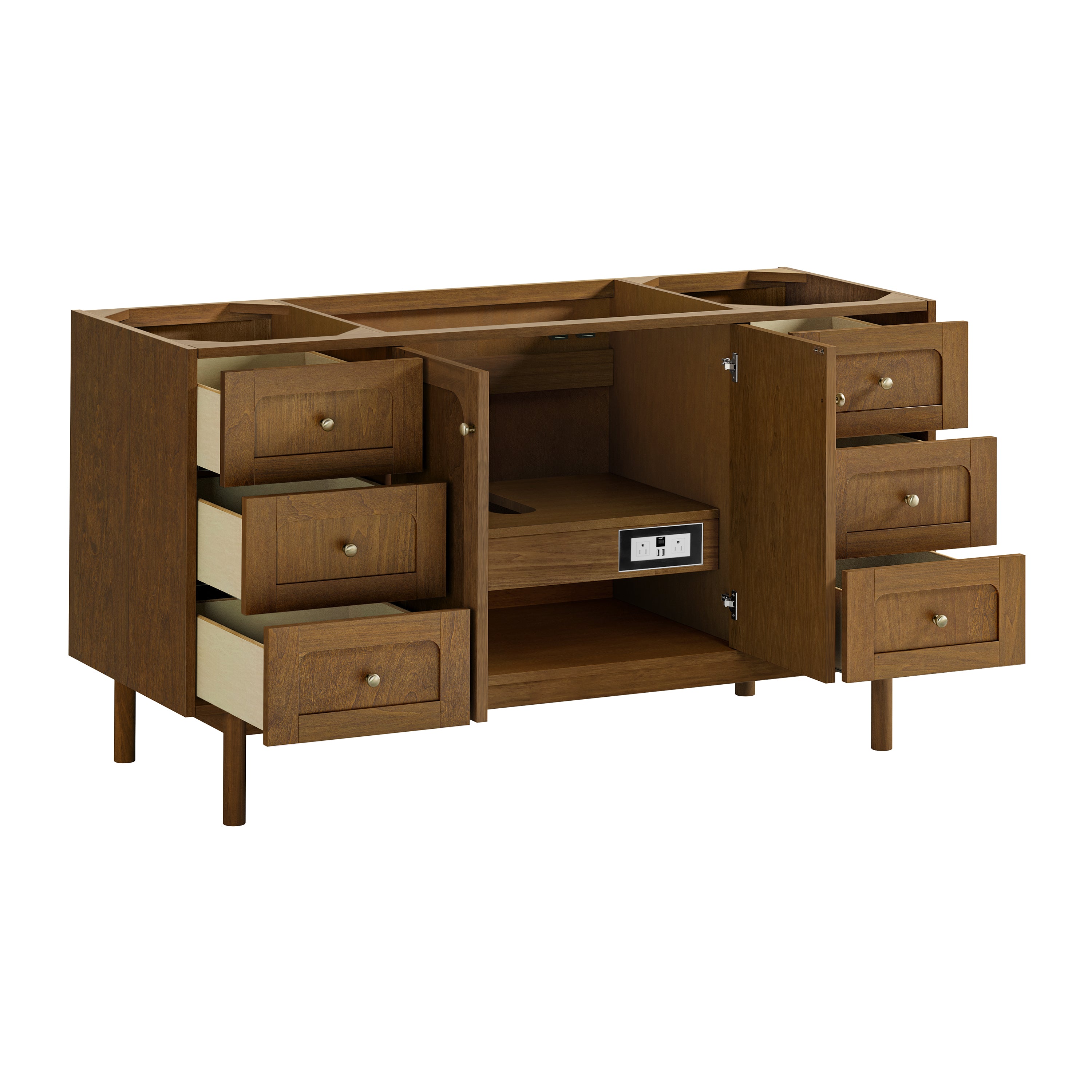 James Martin Laurent 60" Single Vanity in Honey Oak with 3cm Countertop and FreePower Wireless Charger