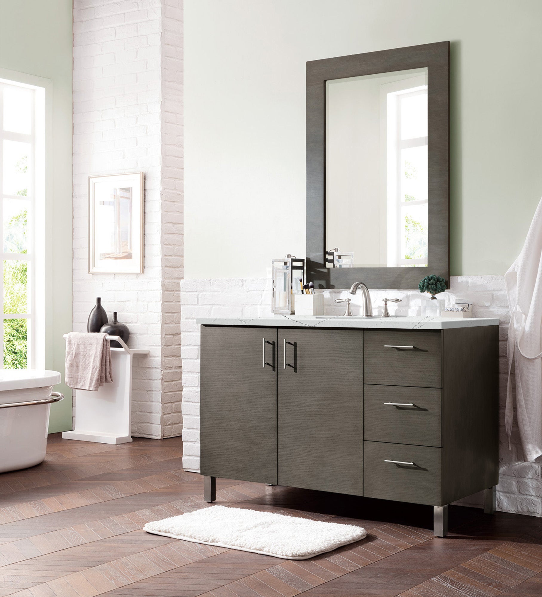 James Martin Metropolitan 48" Single Vanity in Silver Oak with 3cm Countertop