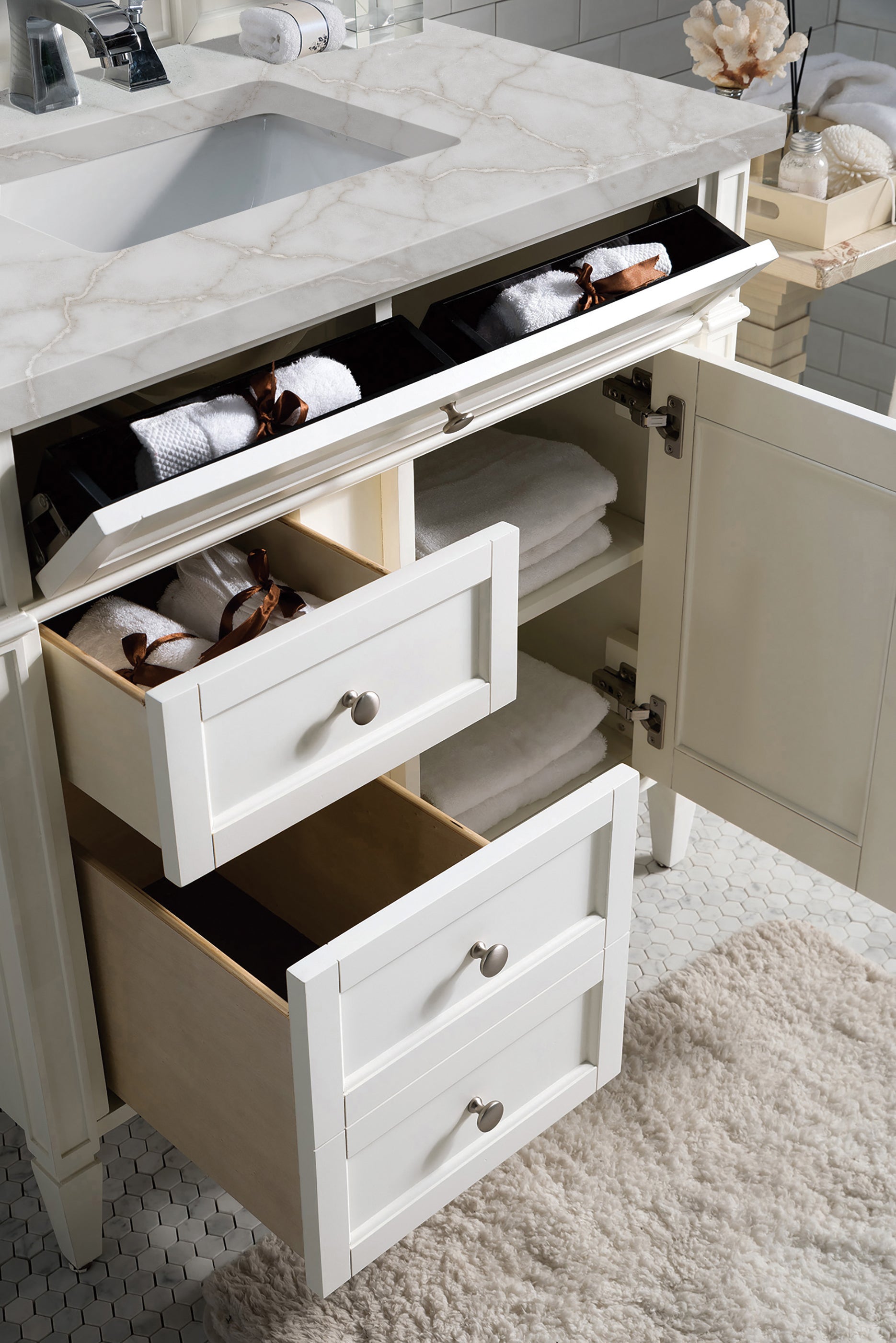 James Martin Brittany 36" Single Vanity in Bright White with 3cm Countertop