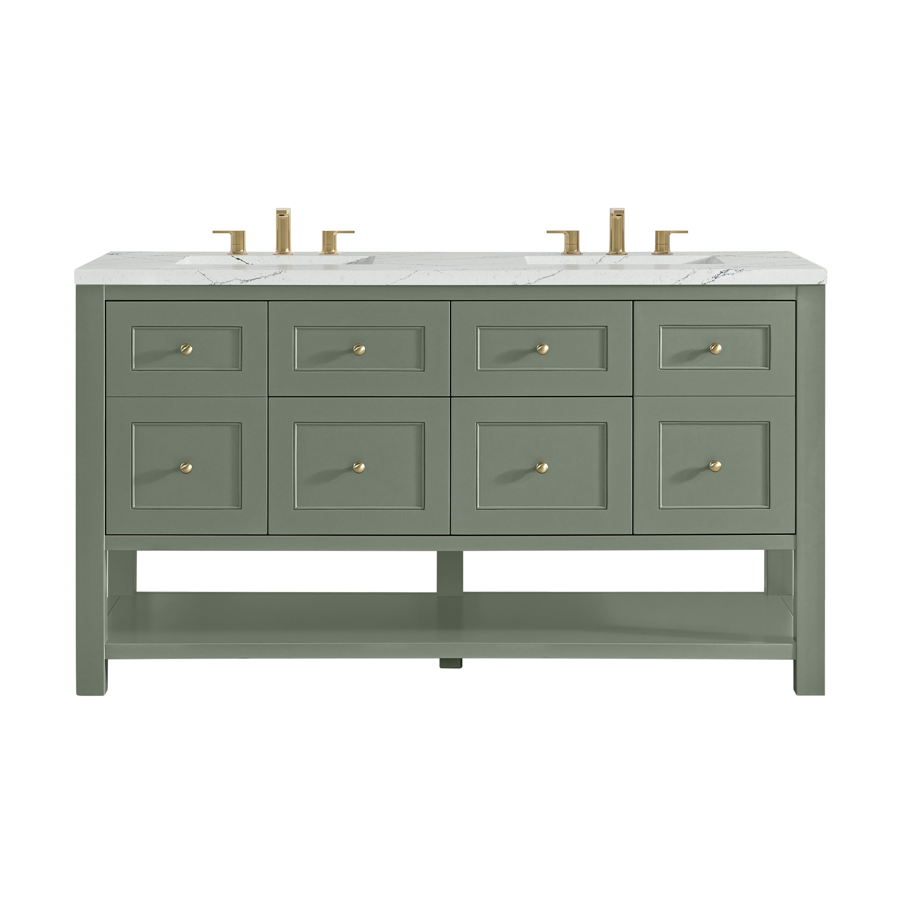 James Martin Breckenridge 60" Double Vanity in Smokey Celadon with 3cm Countertop
