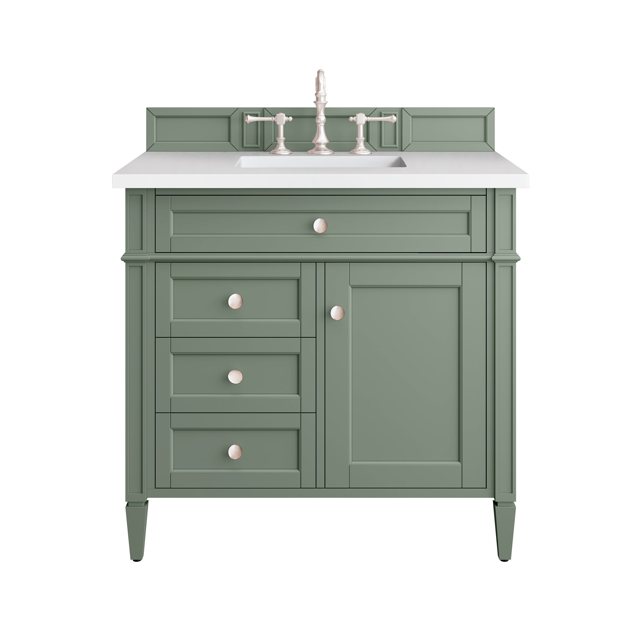 James Martin Brittany 36" Single Vanity in Smokey Celadon with 3cm Countertop