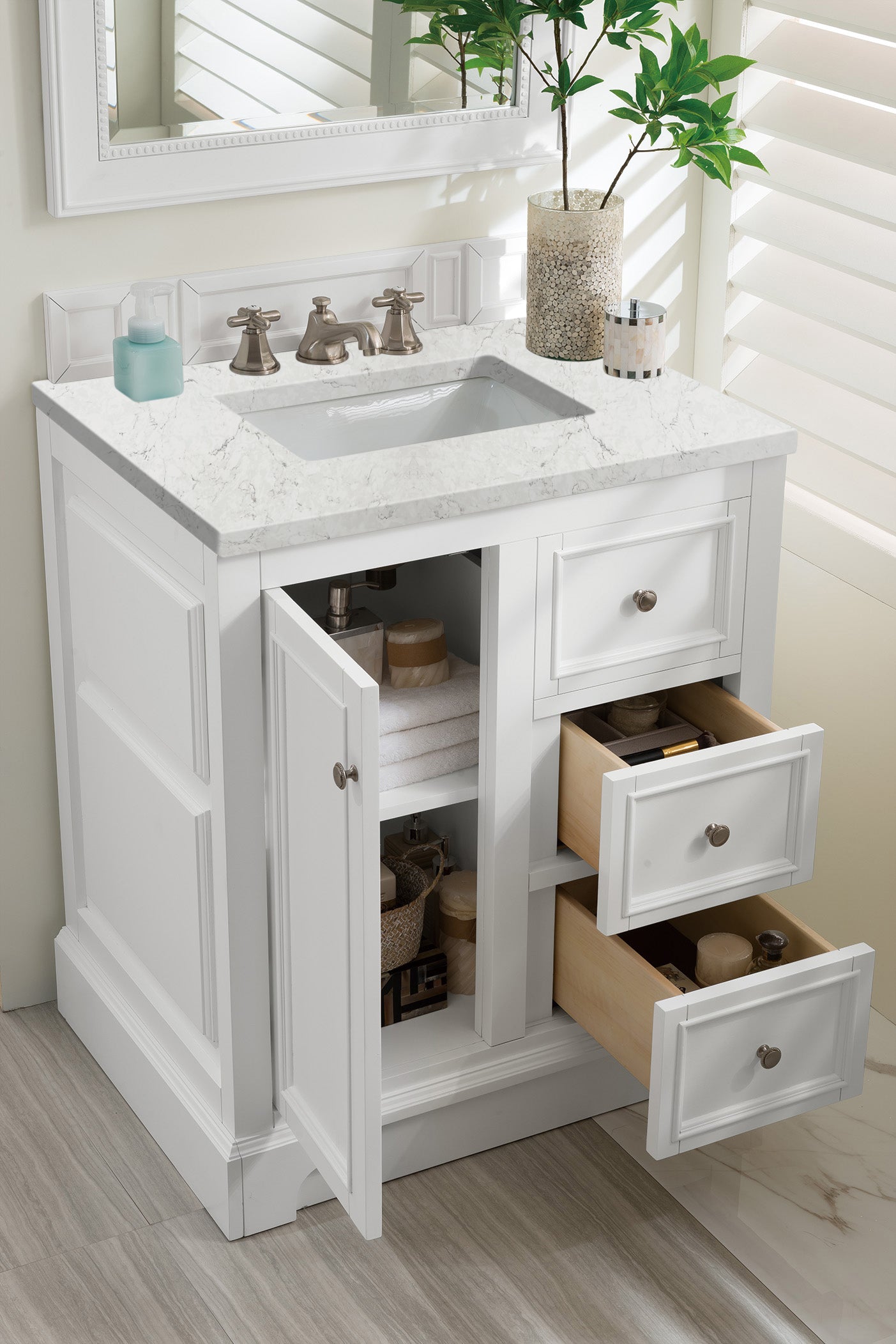 James Martin De Soto 30" Single Vanity in Bright White with 3cm Countertop