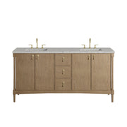 James Martin Kinnsden 72" Double Vanity in Weathered Oak with 3cm Carrara Marble Top and FreePower Wireless Charger