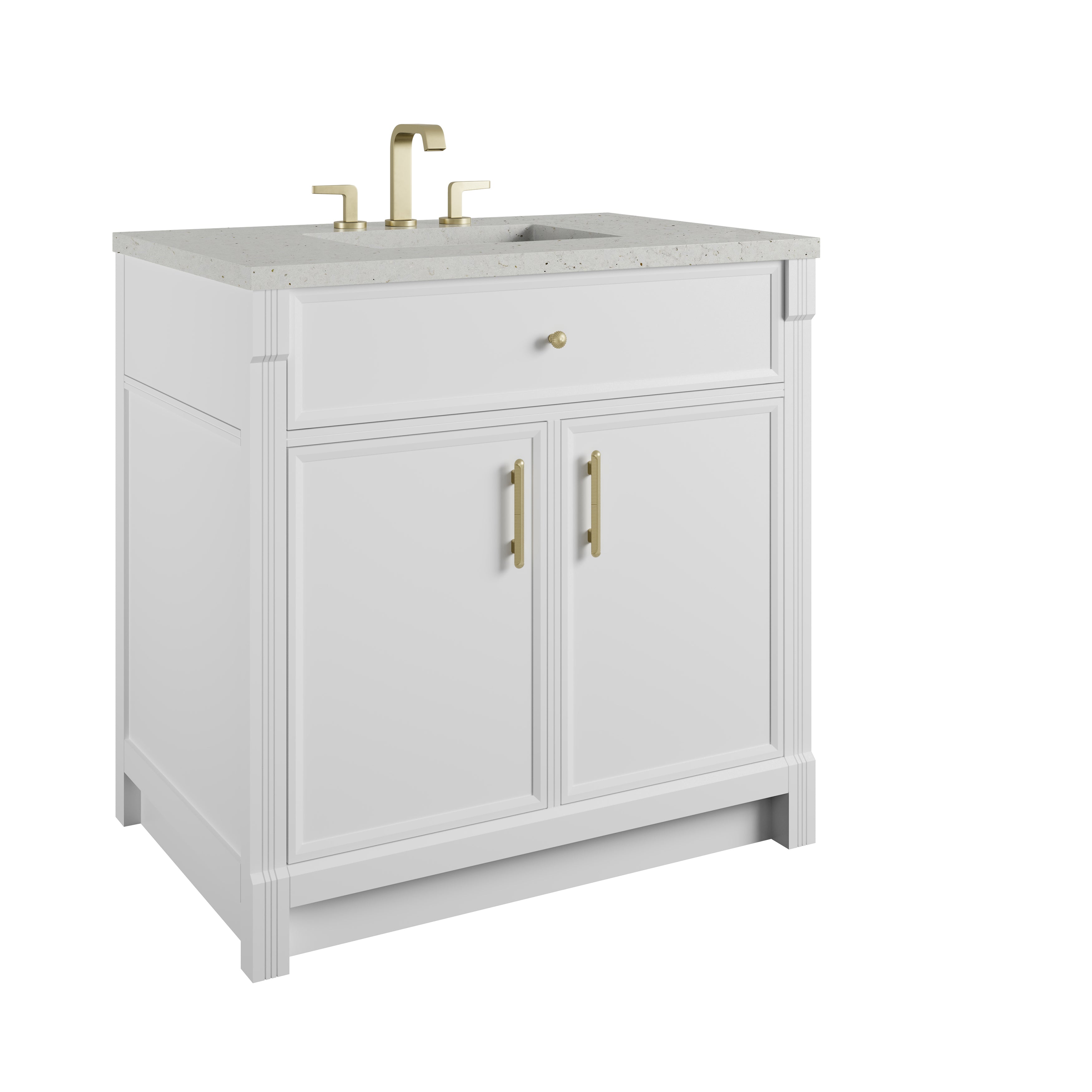 James Martin Bellshire 36" Single Vanity in Bright White with 3cm Countertop
