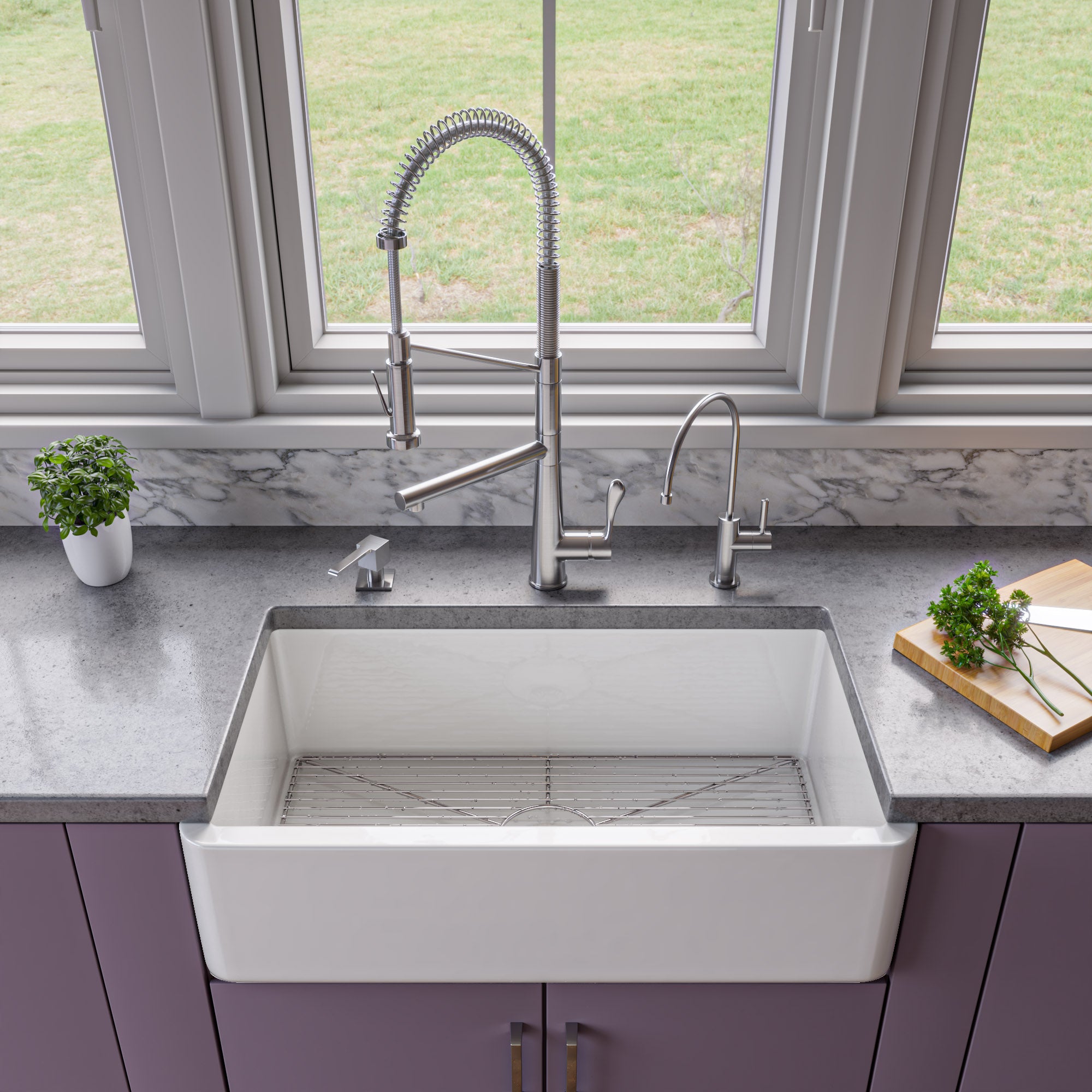 ALFI brand AB3318SB Smooth Apron Solid Thick Wall Fireclay Single Bowl Farm Sink