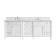 James Martin Brittany 84" Double Vanity in Bright White with 3cm Countertop