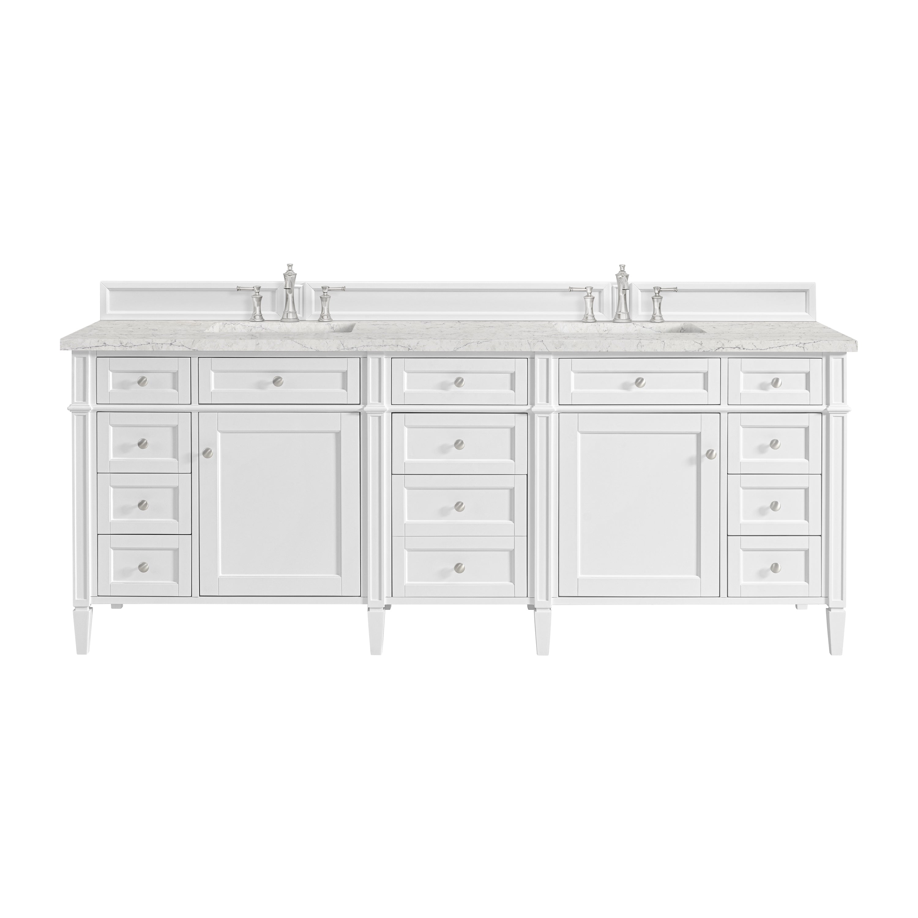 James Martin Brittany 84" Double Vanity in Bright White with 3cm Countertop