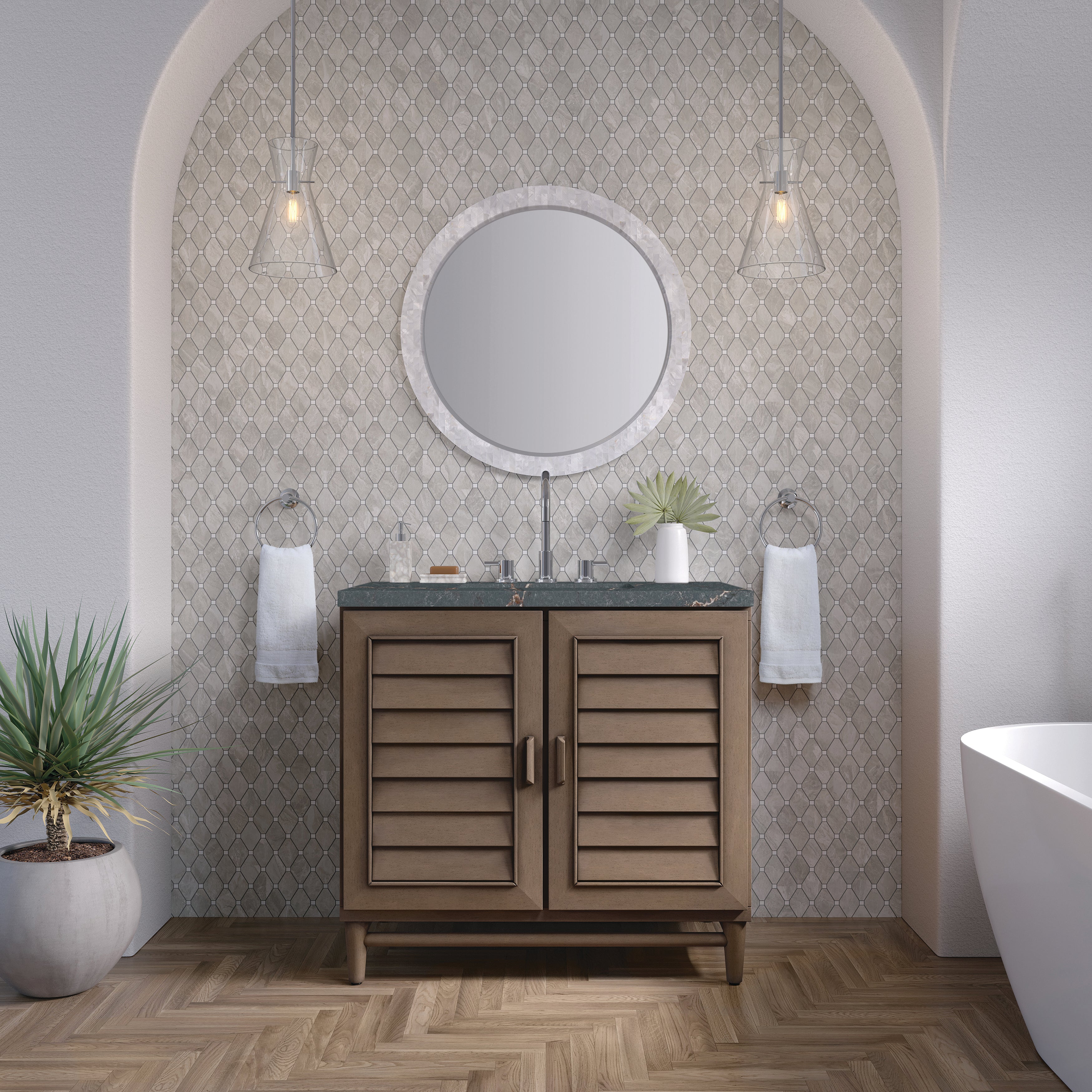 James Martin Portland 36" Single Vanity in Whitewashed Walnut with 3cm Countertop