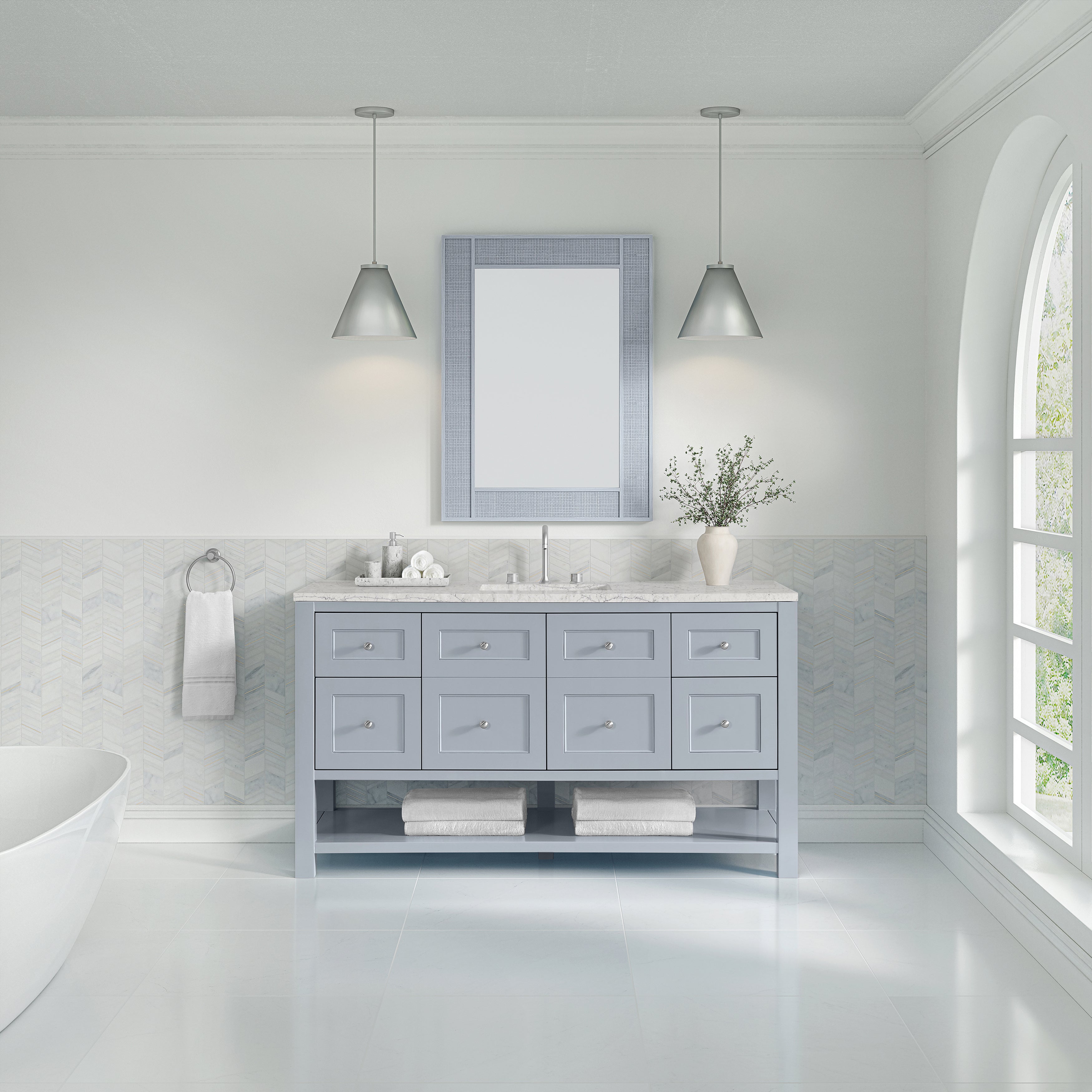 James Martin Breckenridge 60" Single Vanity in Serenity Blue with 3cm Countertop