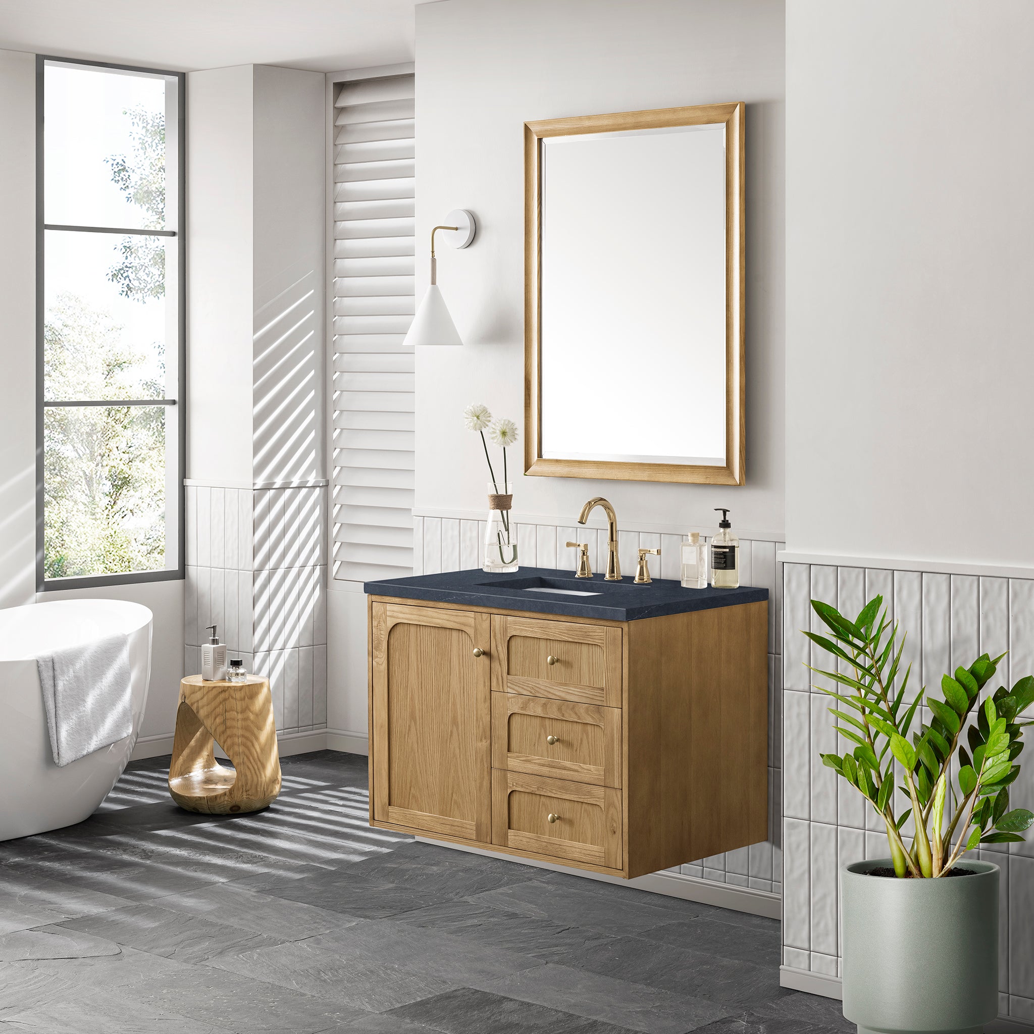 James Martin Laurent 36" Single Vanity in Light Natural Oak with 3cm Countertop