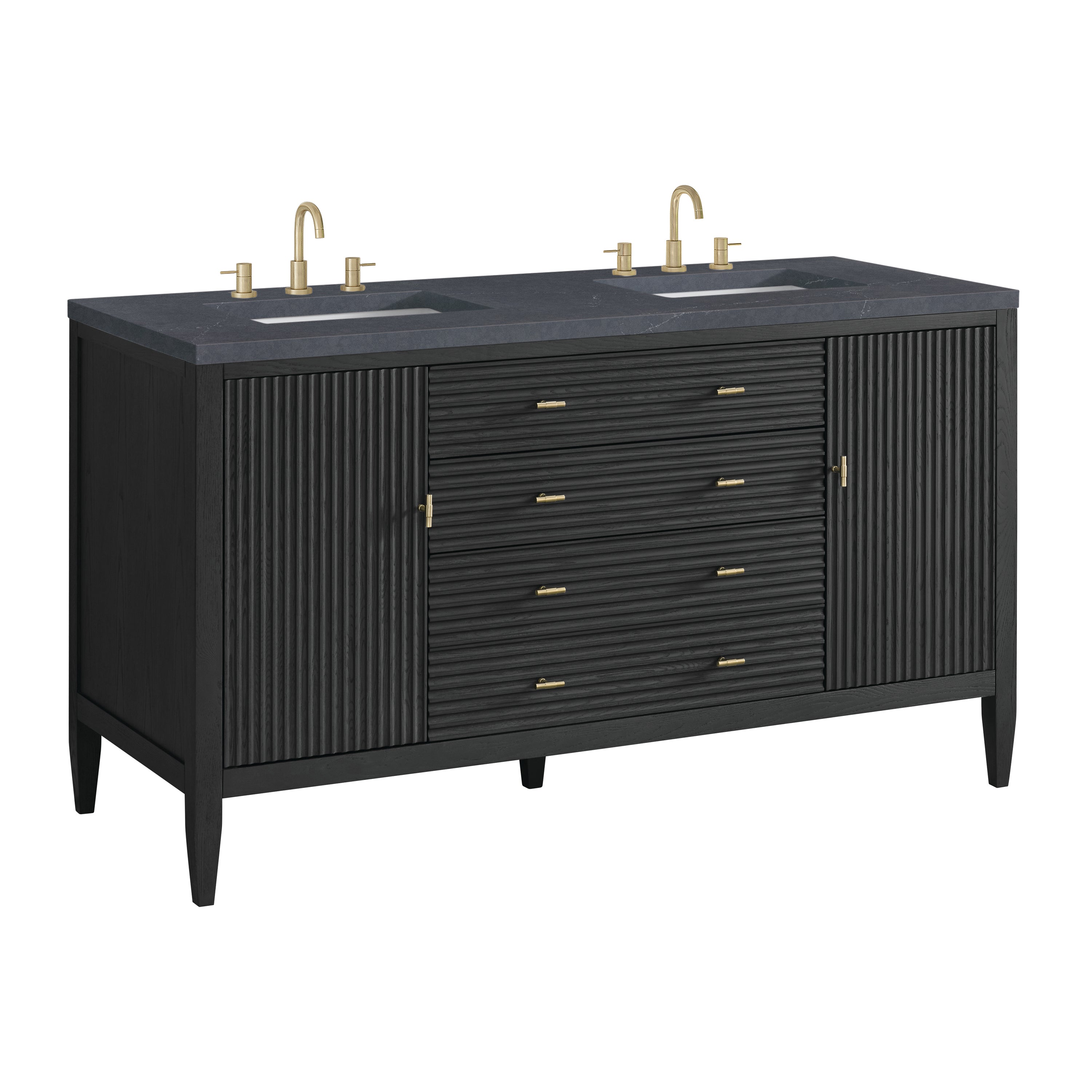 James Martin Myrrin 60" Double Vanity in Carbon Oak with 3cm Countertop