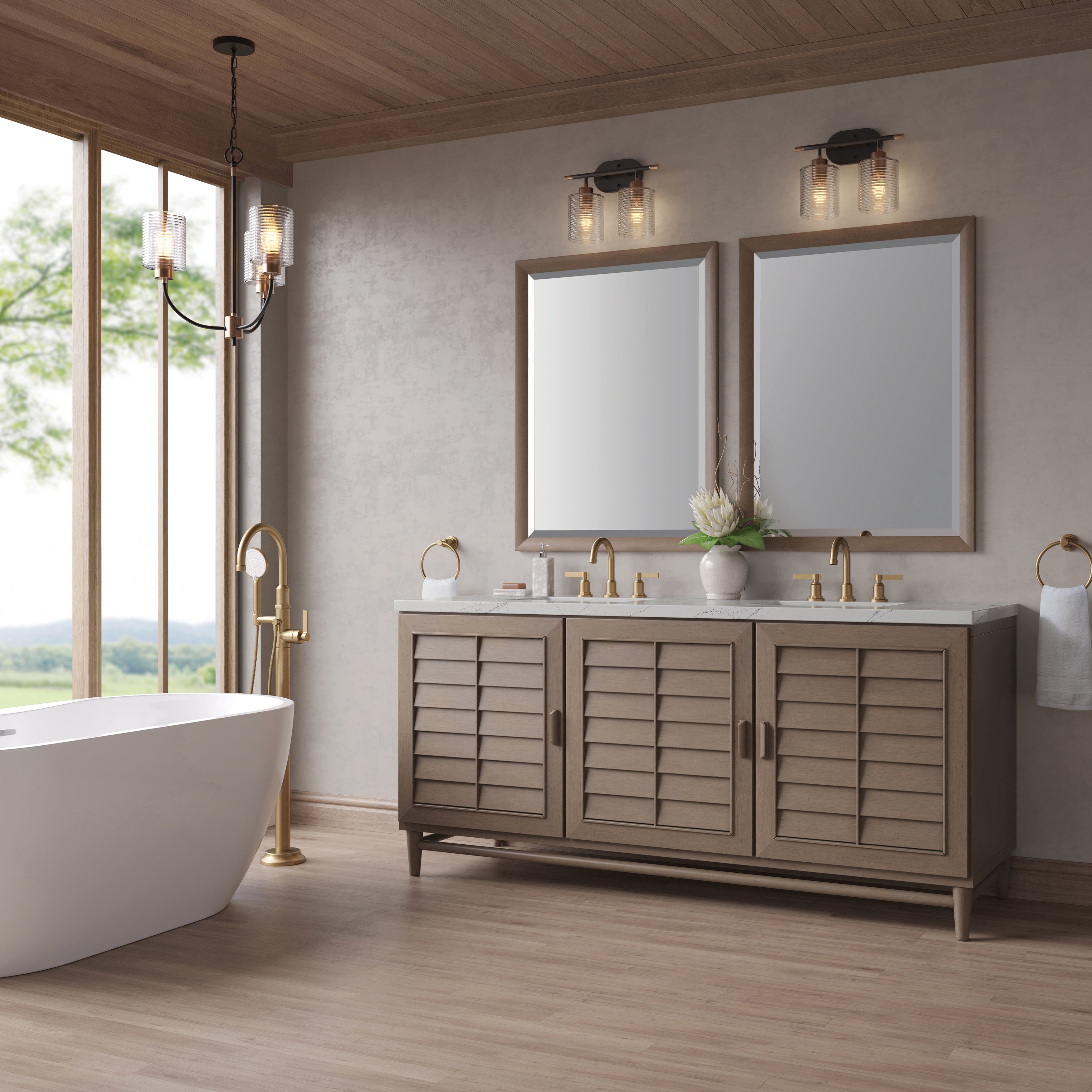 James Martin Portland 72" Double Vanity in Whitewashed Walnut with 3cm Countertop