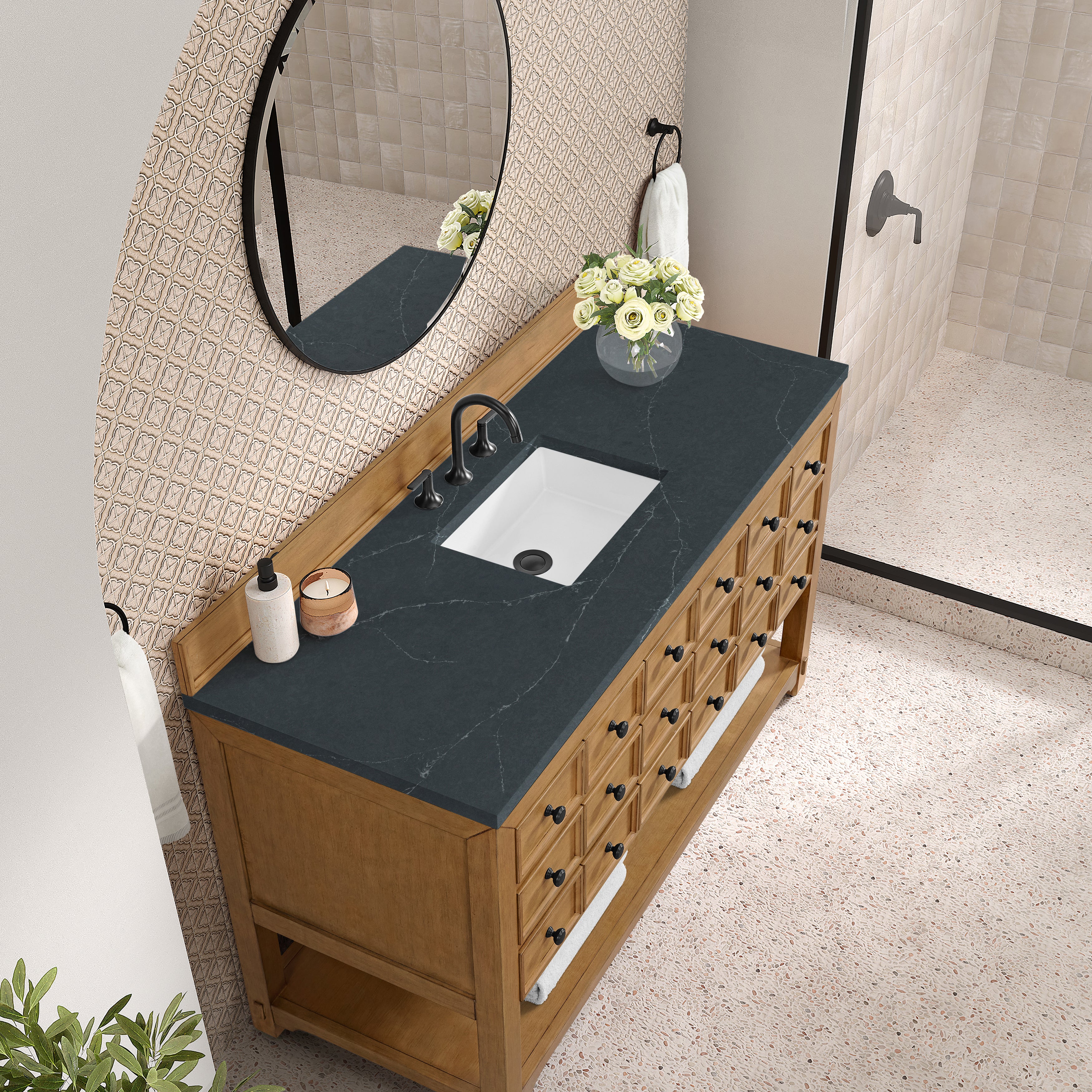James Martin Malibu 60" Single Vanity in Amber Birch with 3cm Countertop